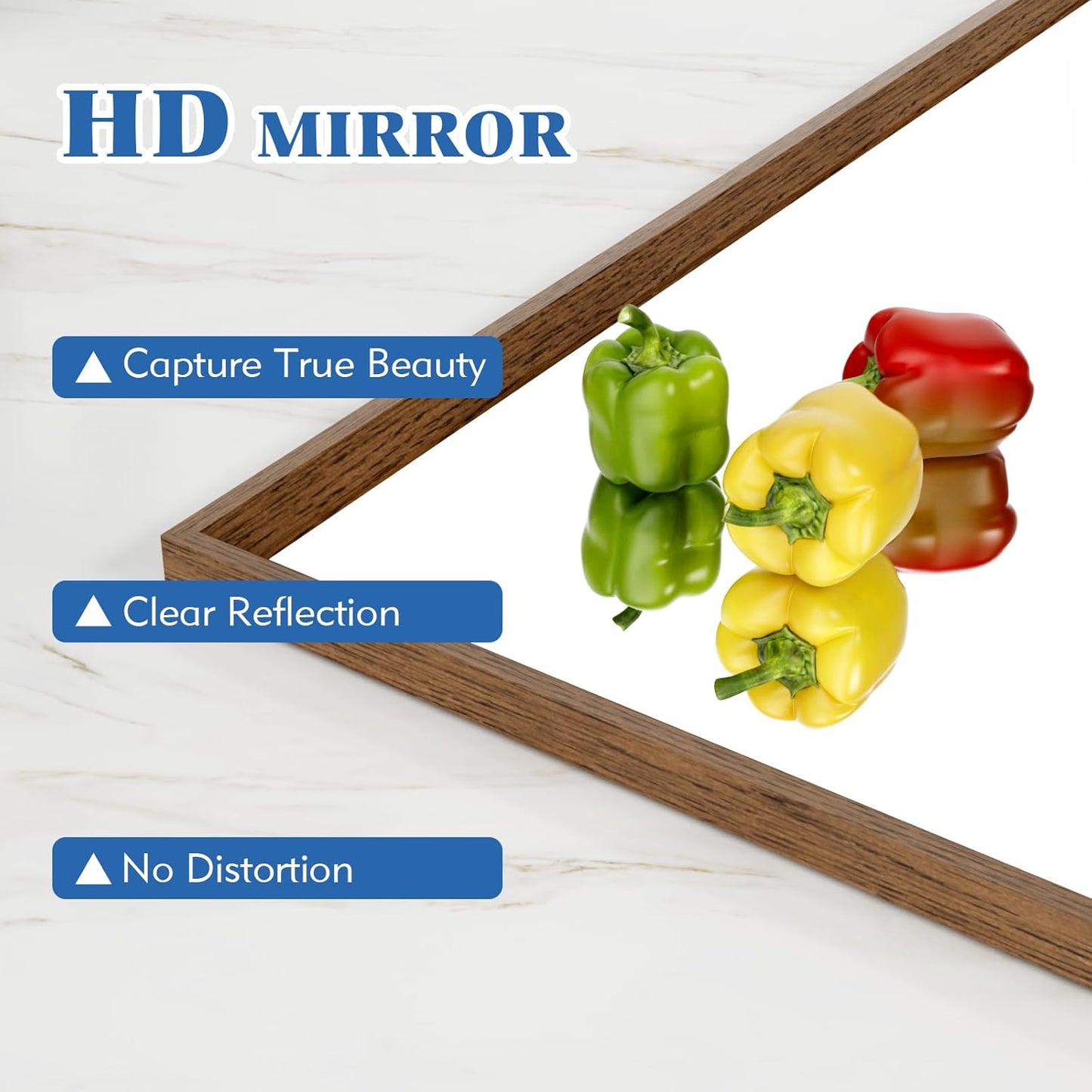 Rectangle Walnut Bathroom Mirror 60x36 Inch, Anti-Rust 4MM Tempered Glass, Modern Vanity Mirror for Bathroom, Horizontal or Vertical Wall Mount