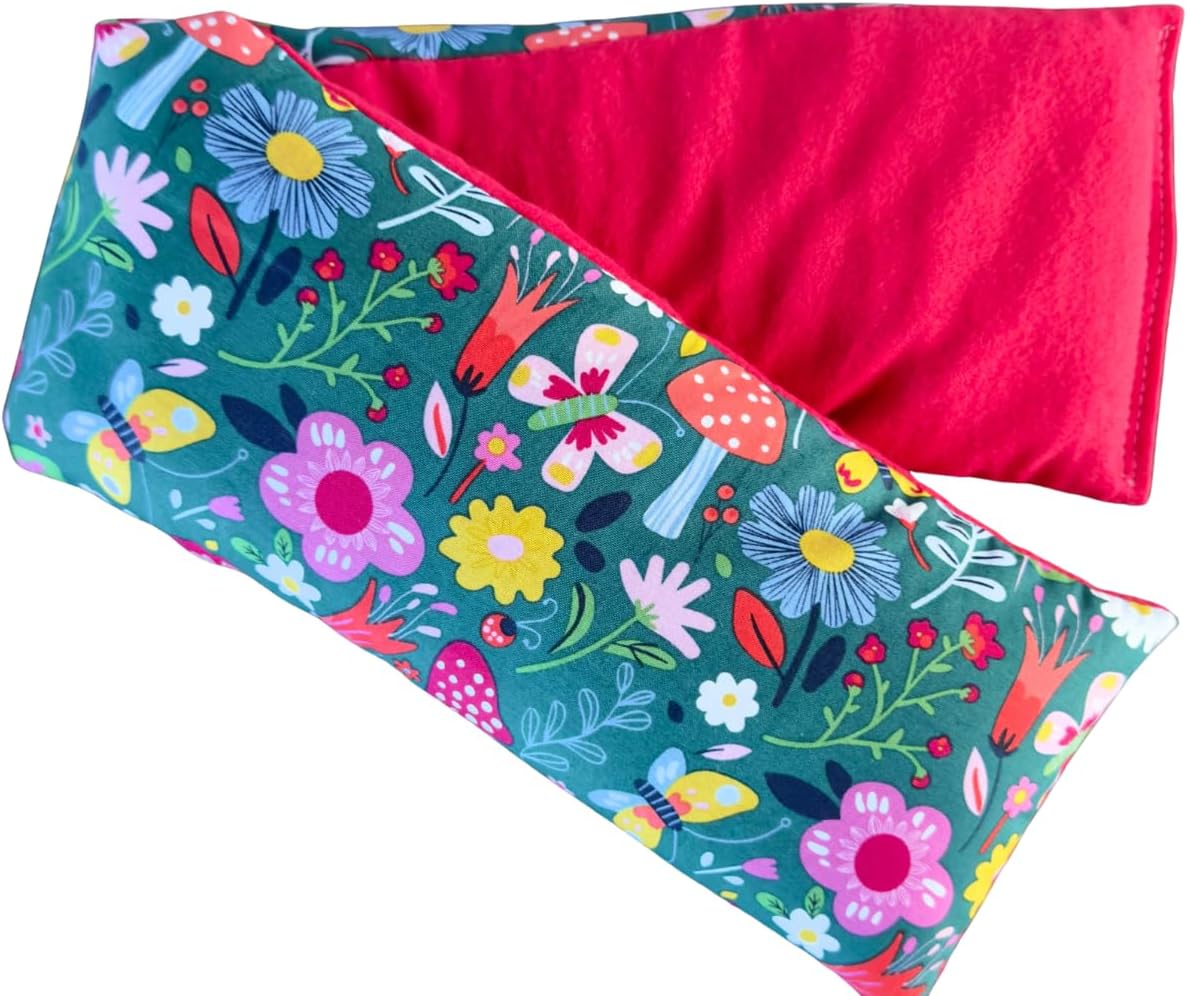 Microwave Heating Pad for Neck & Shoulders, Heated Wrap, Hot & Cold Pack, Flax Seed, Scented Unscented, Reusable Heat Therapy, Microwavable Bean Bag, 5" x 23" (Mushroom, Chamomile)