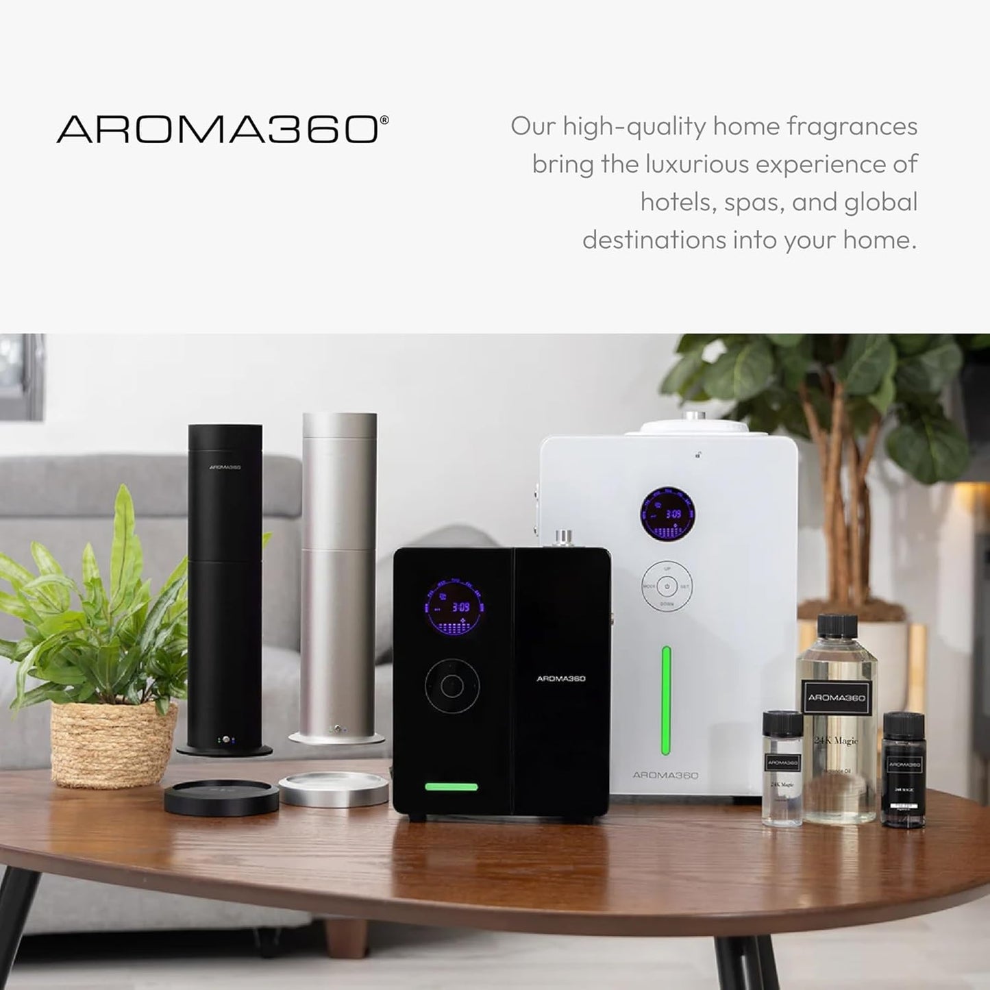Aroma360 - Escapade Fragrance Oil Scent - Luxury Aromatherapy Scent Diffuser Oil - Hints of Lemon, Ocean, Bergamot, & Fragrant Jasmine - for Essential Oil Diffusers - for Home & Office - 500mL