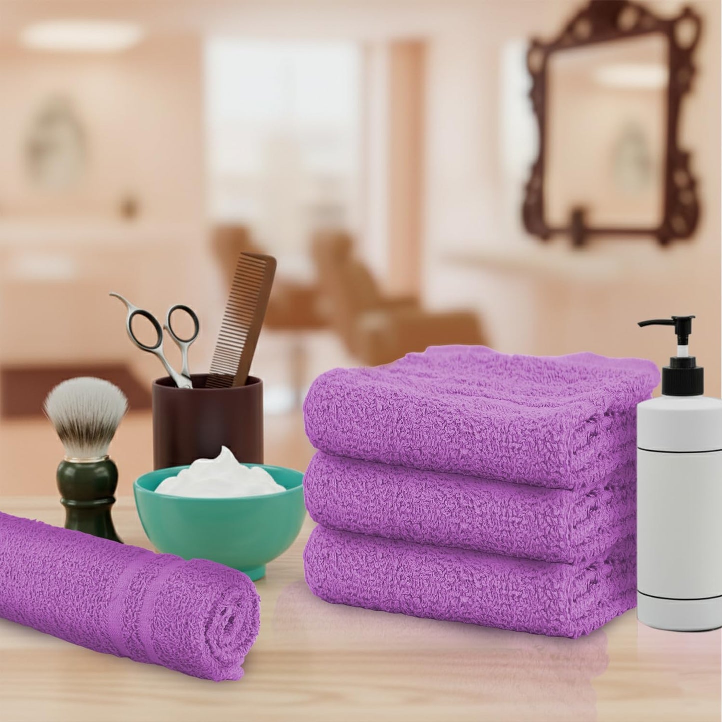 Hand Towels (Pack of 24) Purple Economy Salon Towels - 100% Cotton Spa Towel – 16 x 27 Inches Highly Absorbable, Facial, Gym, Hair Towels Face Towels Bulk (Not Bleach Proof)