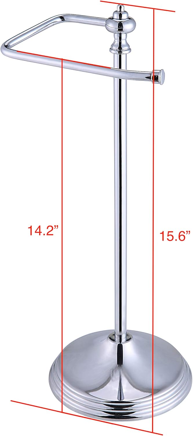 SunnyPoint Heavy Weight Classic Decorative Metal Fingertip Towel Holder Stand for Bathroom, Kitchen, Vanity and Countertops; Hanging Bar is 14.2" Height (Chrome, 15.6" x 5.6" x 5.6")