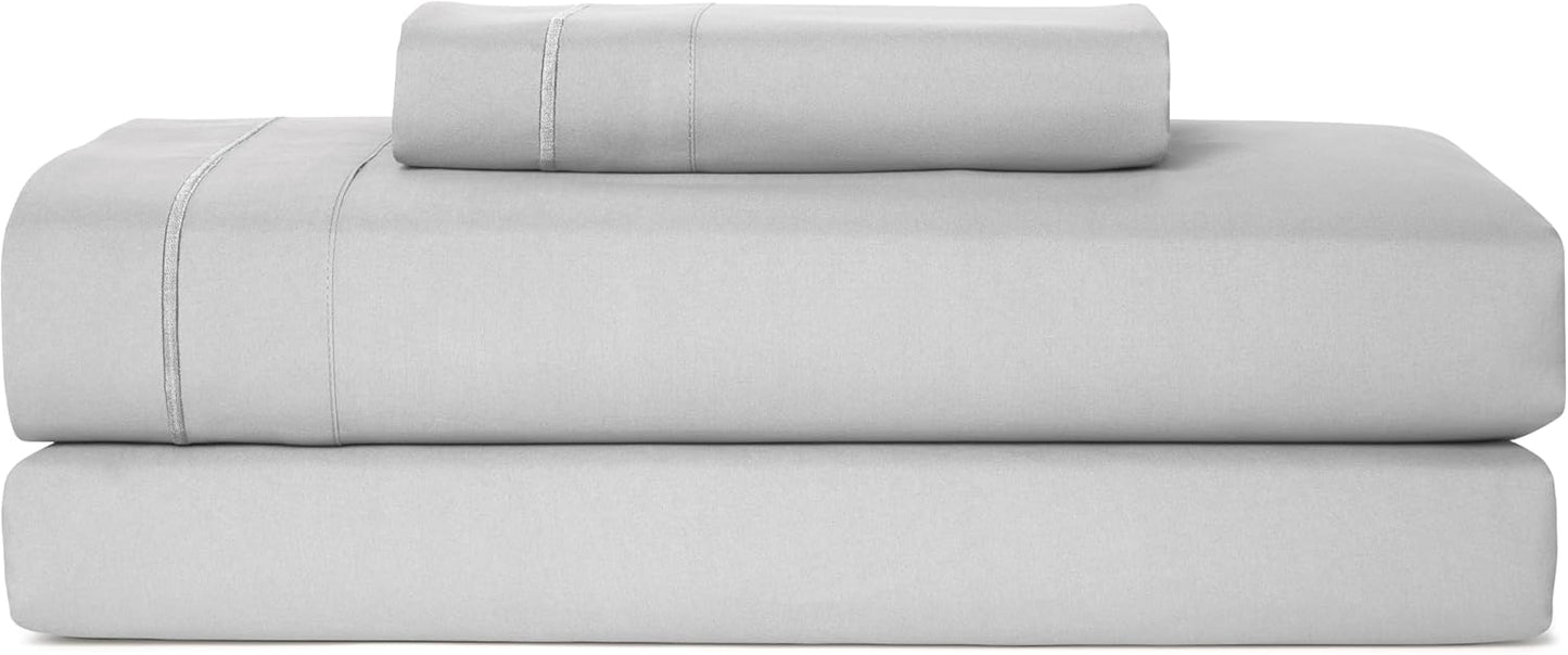 CASUAL LIVING Twin XL Sheets Set 3 Piece Cooling Sheets with 1 Pillowcase Soft Microfiber Hypoallergenic Washable Bed Set Deep Pocket Lightweight Bedding for College Dorm Essentials, Twin XL, Grey