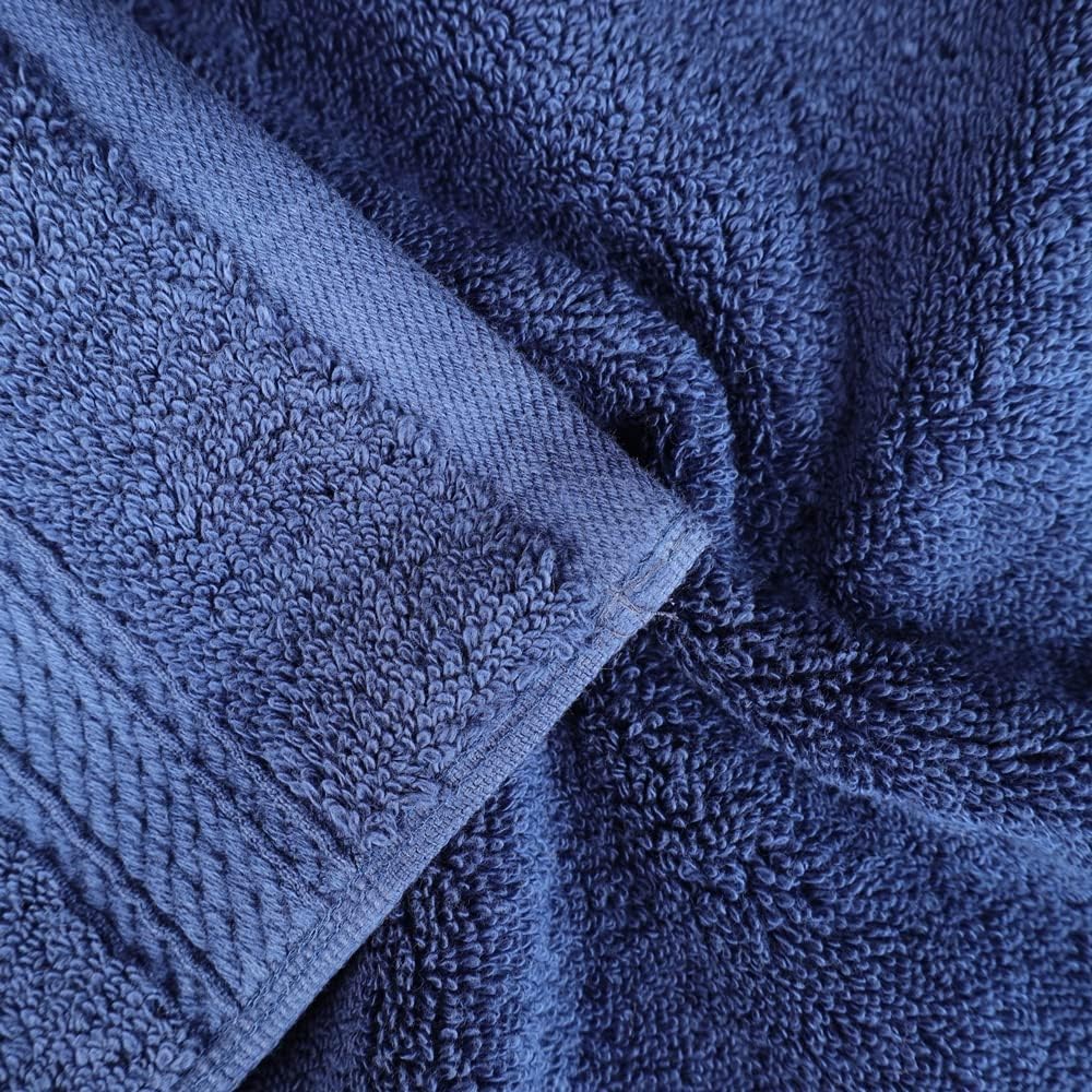 Superior Egyptian Cotton Pile 3 Piece Towel Set, Includes 1 Bath, 1 Hand, 1 Face Towel/Washcloth, Ultra Soft Luxury Towels, Thick Plush Essentials, Guest Bath, Spa, Hotel Bathroom, Navy Blue