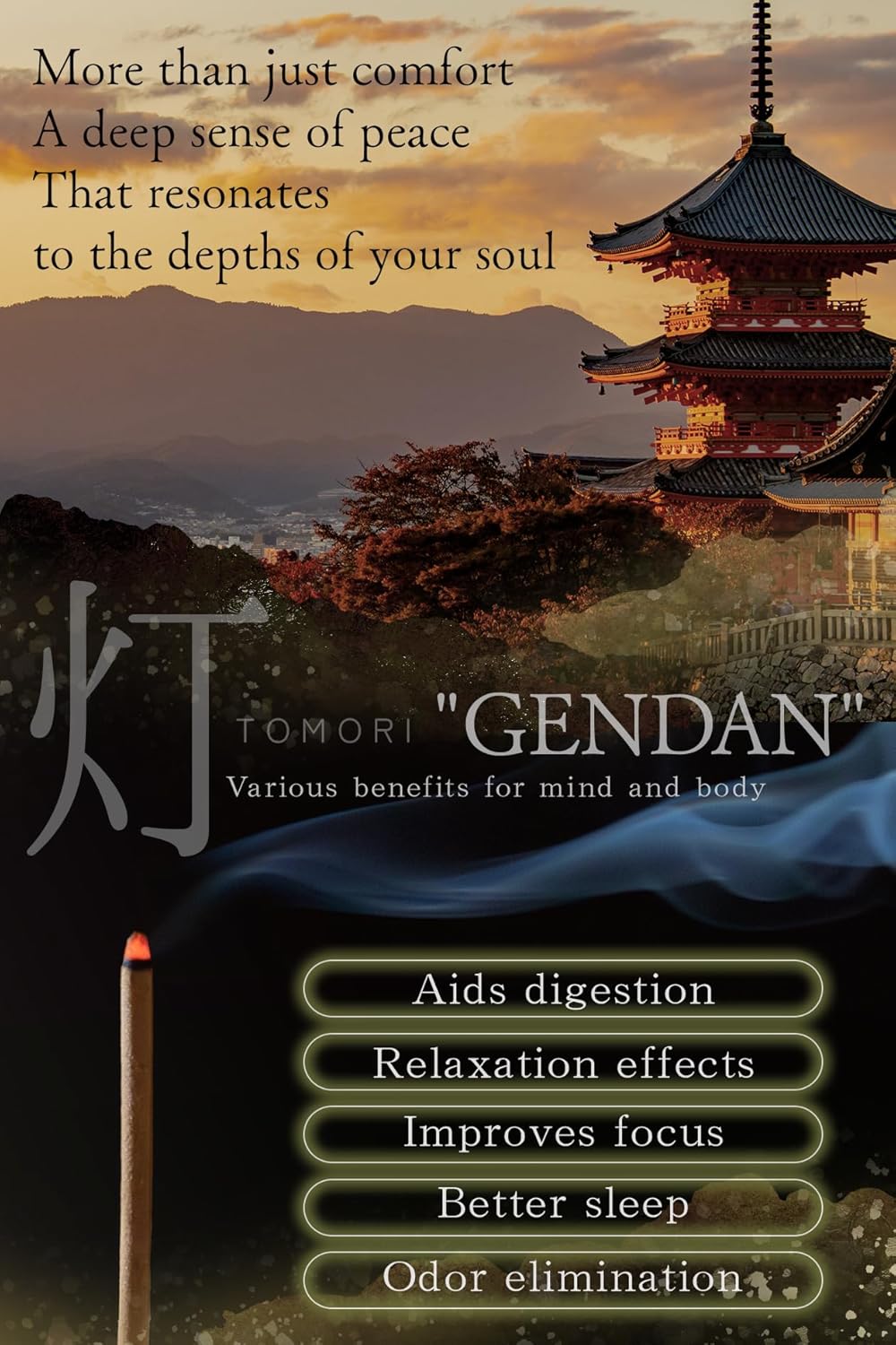 Sandalwood Spicy Premium Japanese Incense Sticks 60sticks Coreless Low Smoke Natural Charcoal Free Non Toxic Temple Kyoto Aroma Aromatherapy Meditation Calming Stress Relief Relaxation Yoga TOMORI