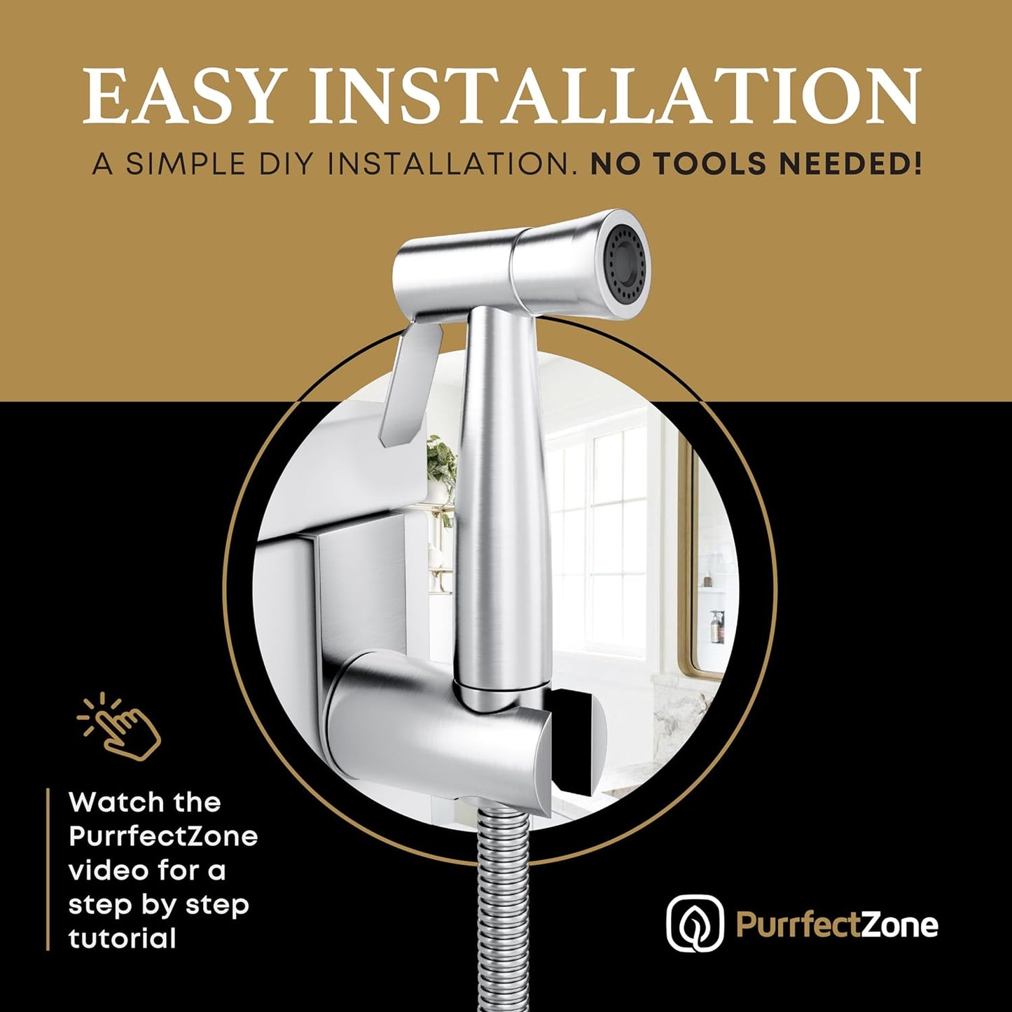 Purrfectzone 2 Pack Bidet Sprayer for Toilet, Handheld Bedet Shower Kit, Easy-to-Install Toilet Bidet Shattaf, Hand Held Stainless Steel Bedet with Adjustable Flow, Handheld Cloth Diaper Set