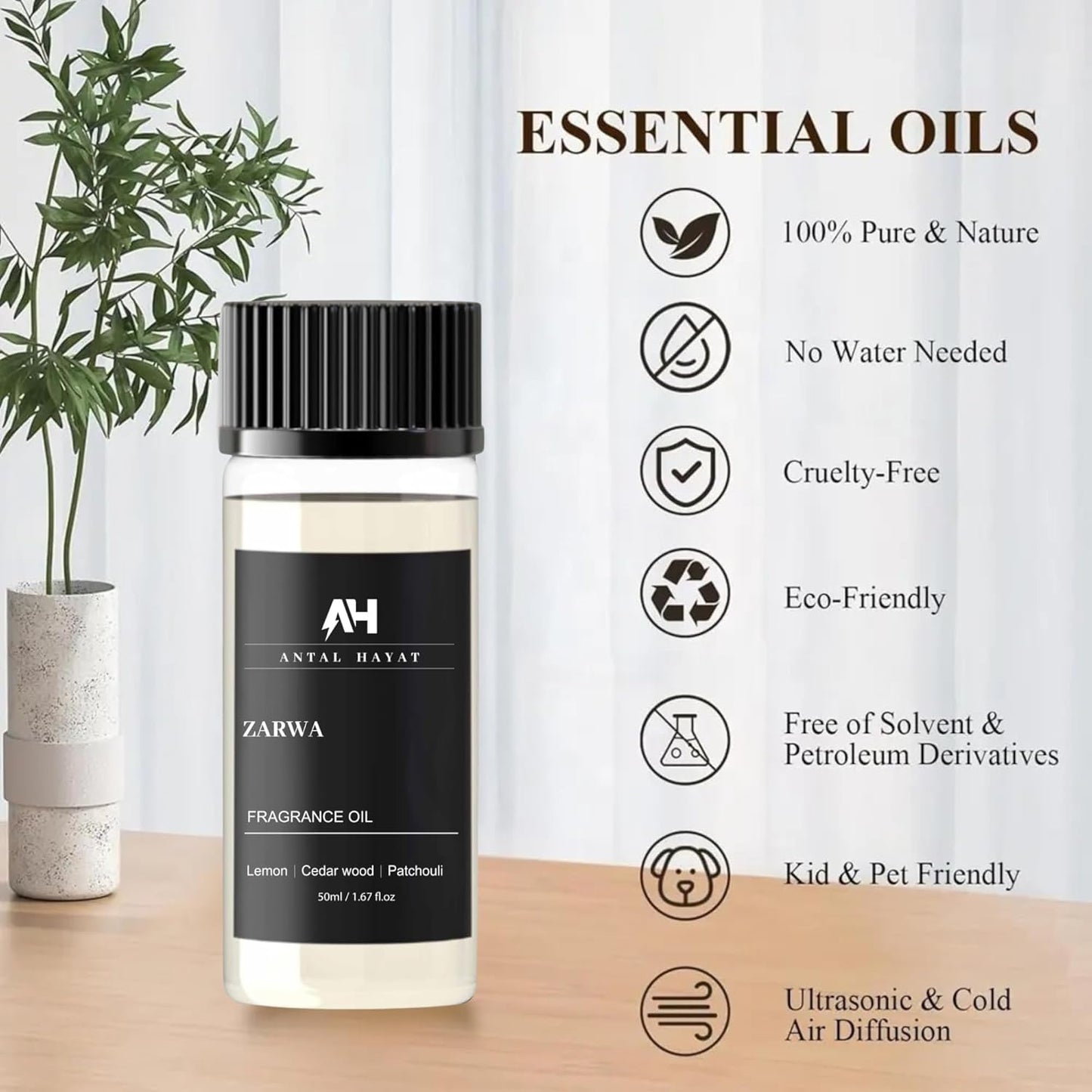 Hotel Scent Zarwa Diffuser Oil 50ml – Inspired by Aventus Cologne – Premium Home Scent – Essential Oil with Lemon, Patchouli, Cedarwood – Luxury Aromatherapy Refill for Diffusers