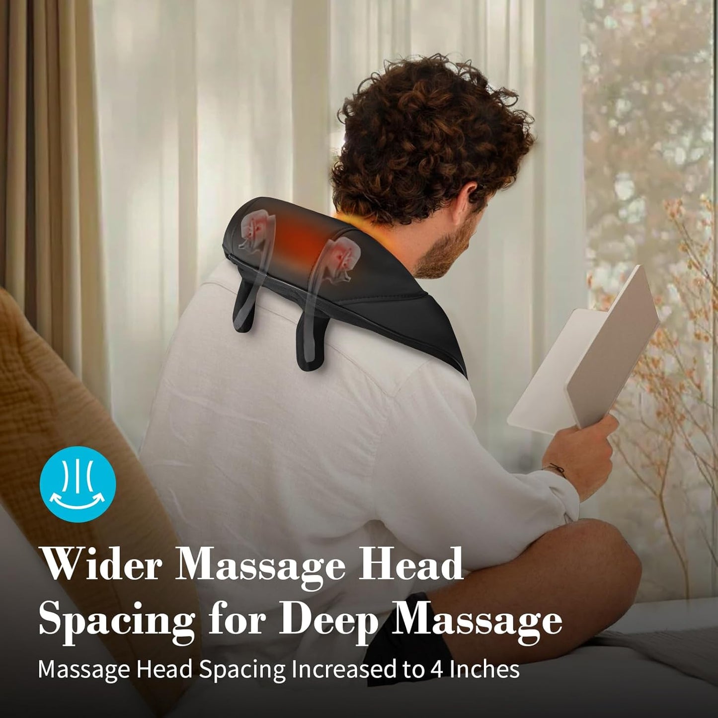 Neck Massager with Heat for Pain Relief - Cordless Shiatsu Massage for Neck Traps Back and Shoulder,Rechargeable Kneading Massage, Gift for Mom/Dad Home Office