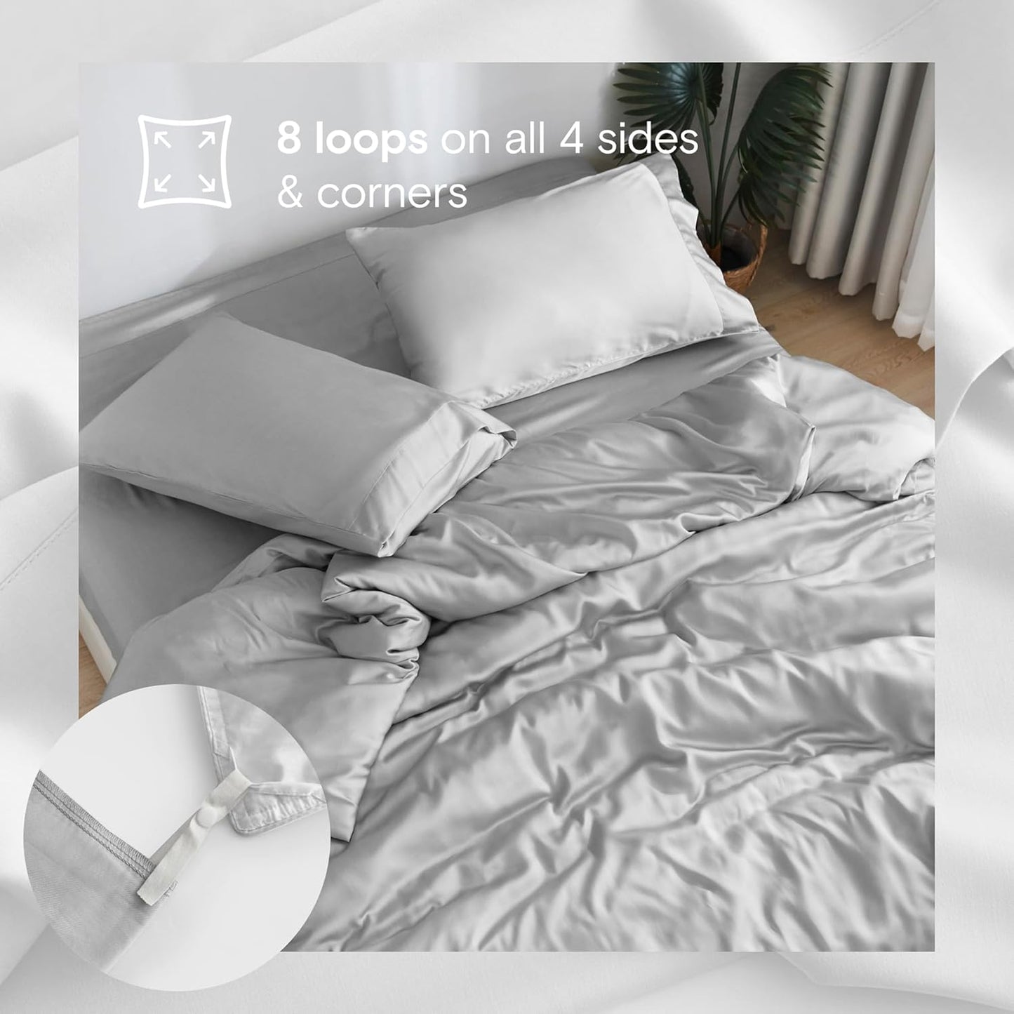 DOZ Duvet Cover Set, 100% Viscose derived from Bamboo, Organically Grown, Buttery Soft, Cooling Duvet Covers, High GSM, 1 Duvet Cover and 2 Pillowcases, 90"x90" (Dove, Full/Queen)