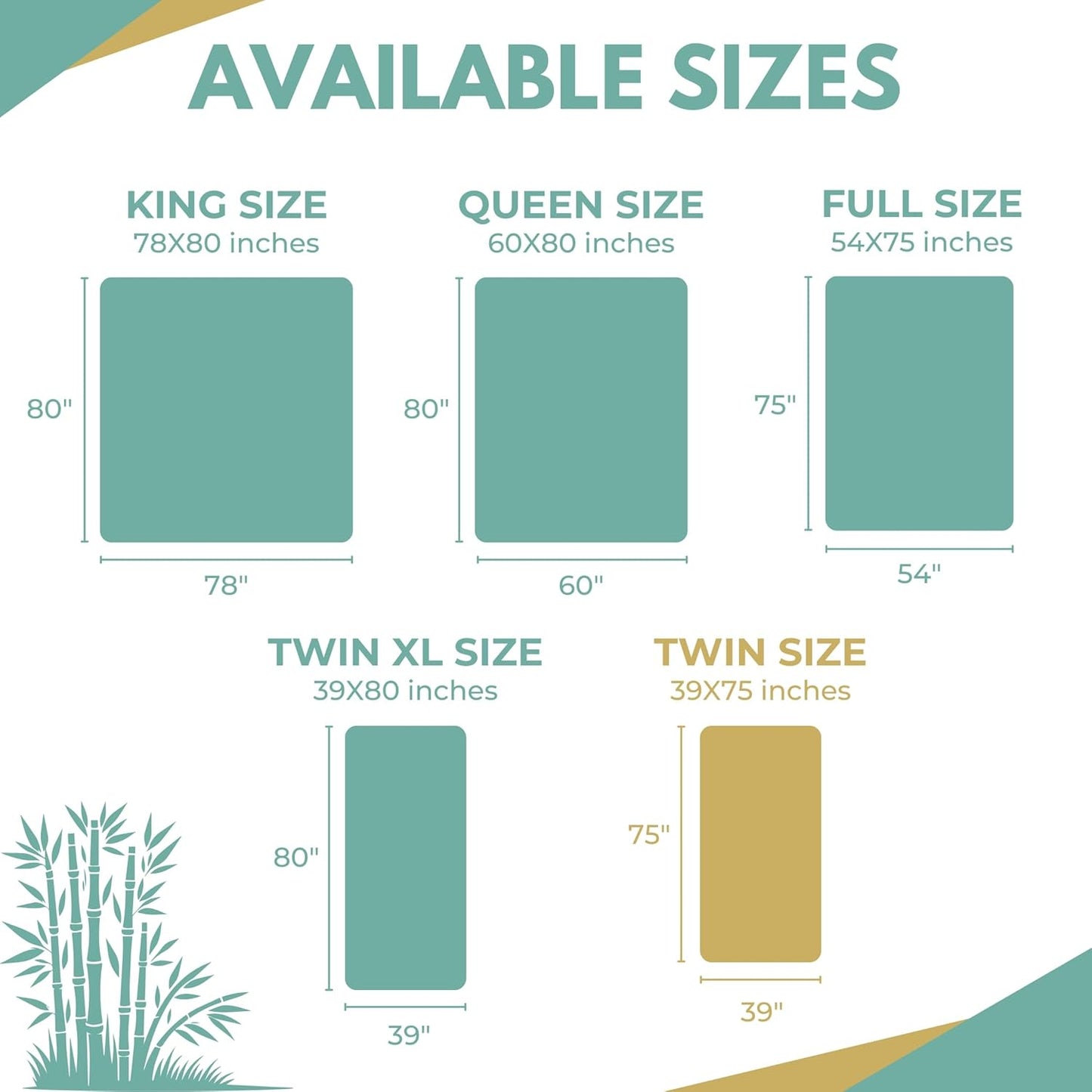 Twin Size 39x75” Premium Bamboo Waterproof Mattress Protector, 100% Viscose from Bamboo, Hypoallergenic, Cooling Mattress Pad Cover, Soft & Breathable Fitted Sheet Style up to 18" Deep - Rest Line