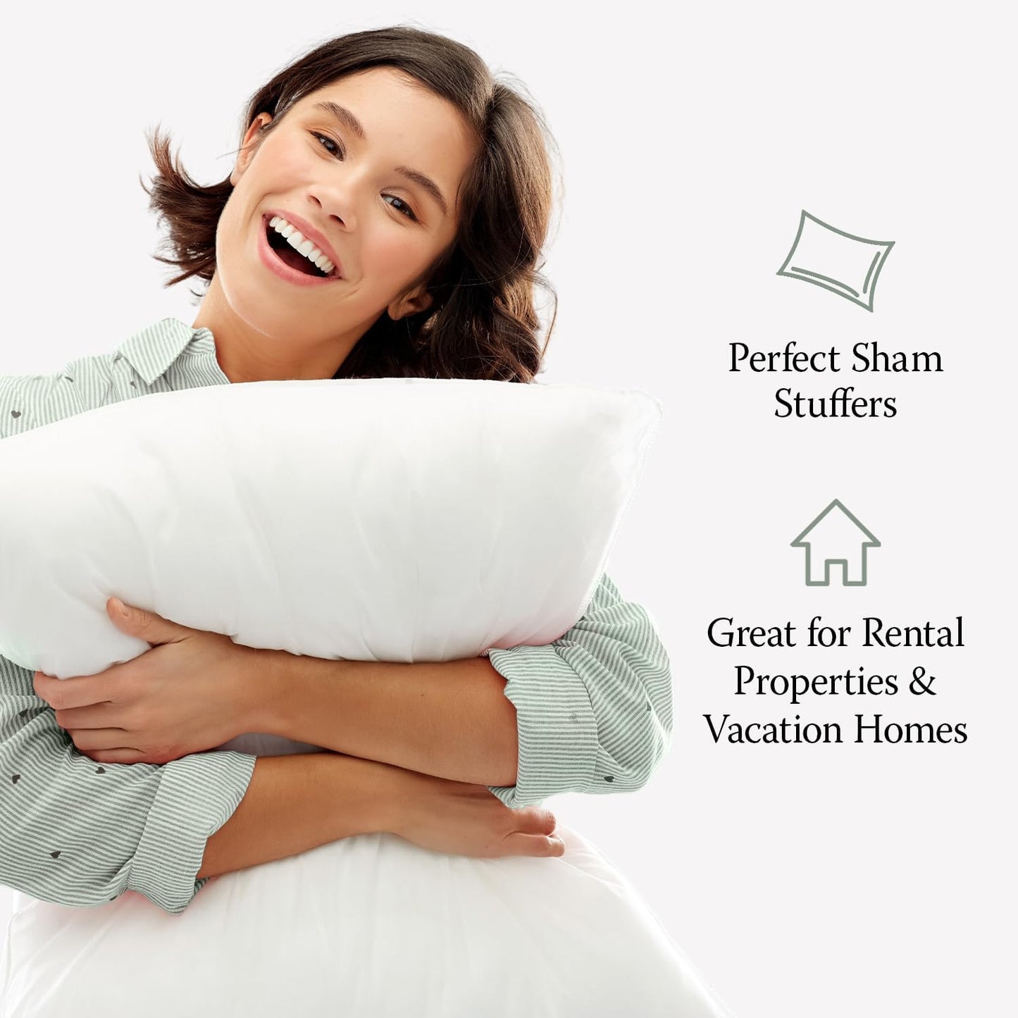 DOWNLITE 4-Pack Set of Hotel Style Hypoallergenic Down Alternative Bed Pillows – Standard/Queen Jumbo Size, 20” x 28” – Soft/Medium Density, for Stomach & Back Sleepers – Machine Washable