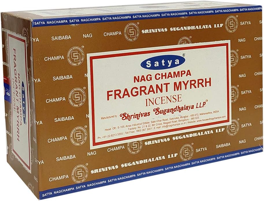 Fragrant Myrhh Incense Sticks and Incense Stick Holder Bundle Insence Insense Satya