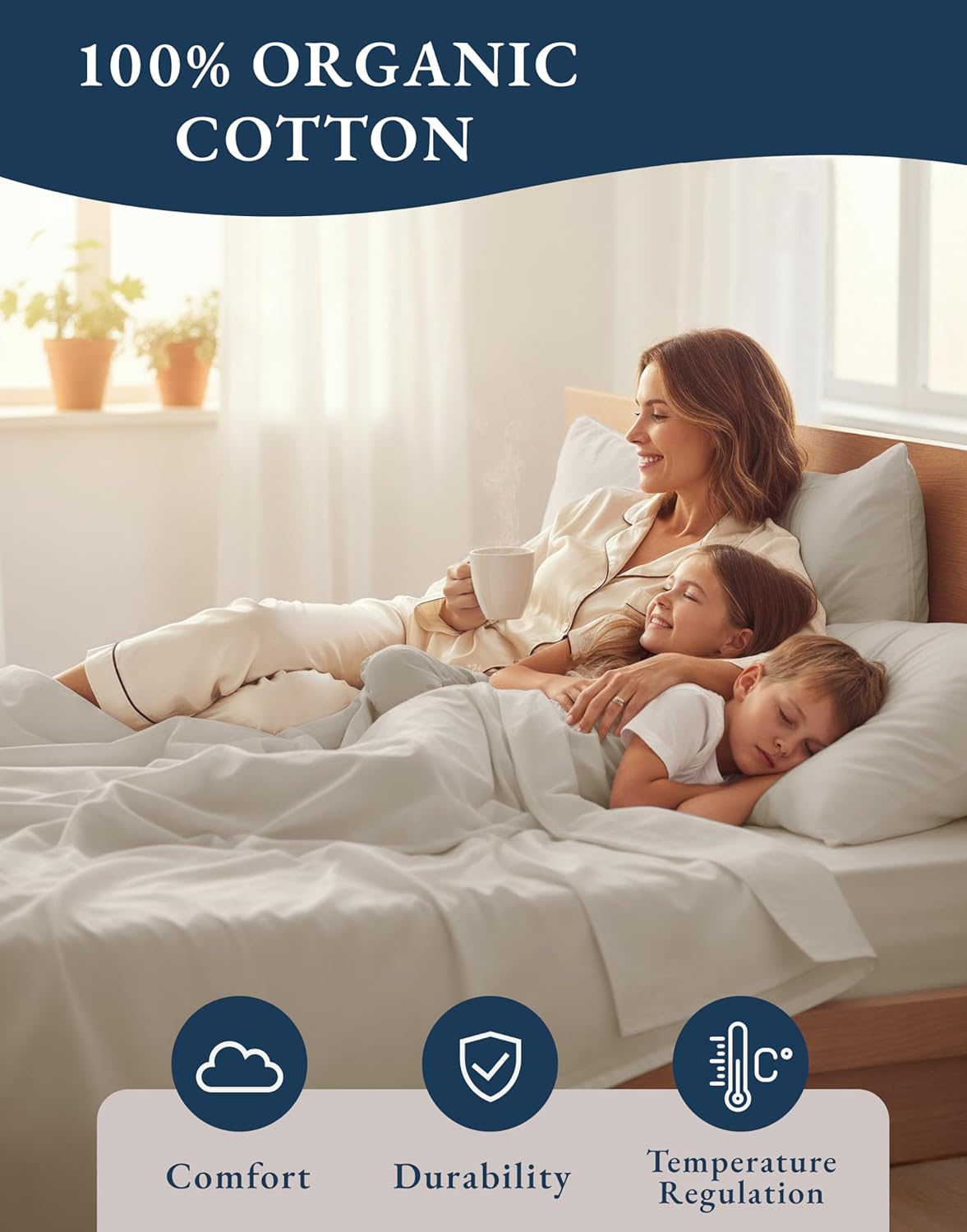 LANE LINEN Twin Bed Sheets, 100% Organic Cotton Sheets Twin Size, 3Pc Twin Bed Sheet, Hotel Quality Bed Sheet Set, Bedding Sheet & Pillowcases, Deep Pockets Upto 15" - Glacier Grey
