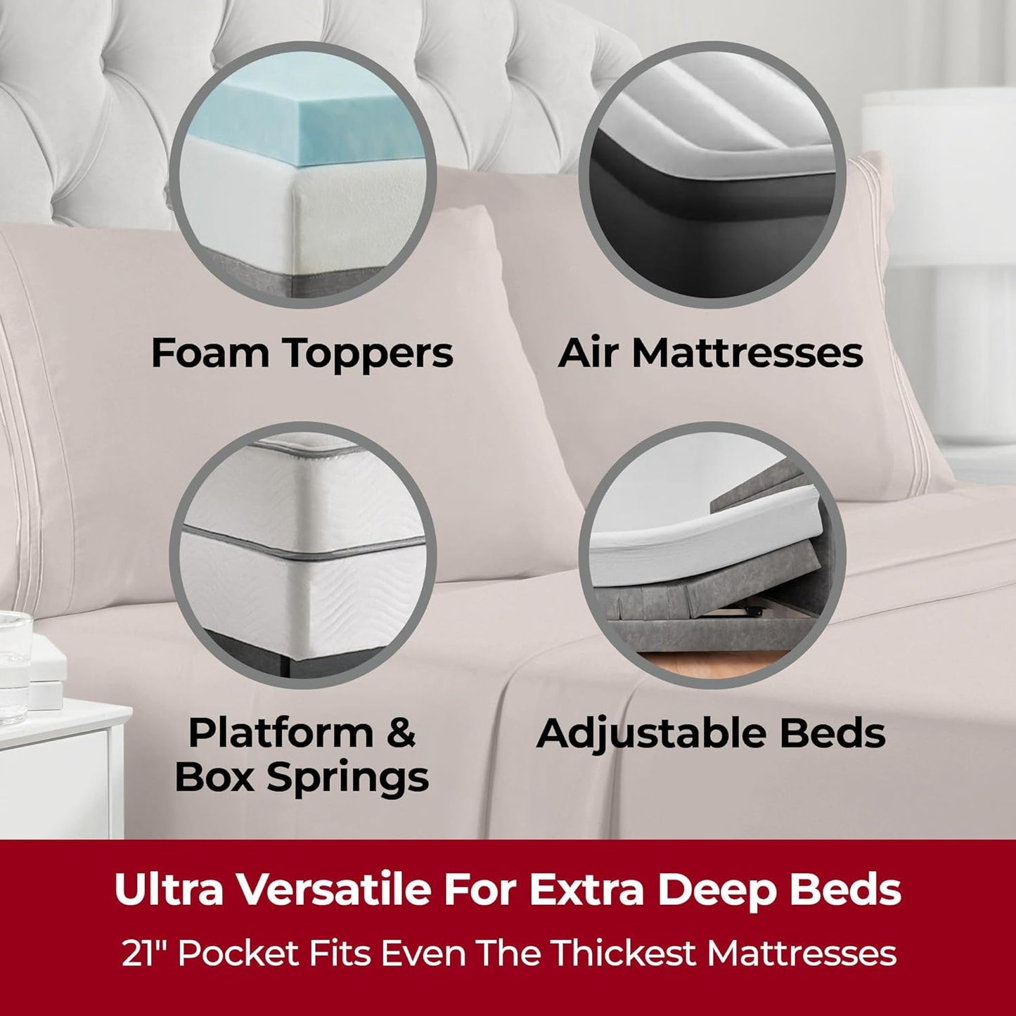 Mellanni Extra Deep King Sheets - 4 PC Iconic Collection Bedding - Hotel Luxury, Ultra Soft, Cooling Bed Sheets - Wrinkle, Fade, Stain Resistant (King, Tan)