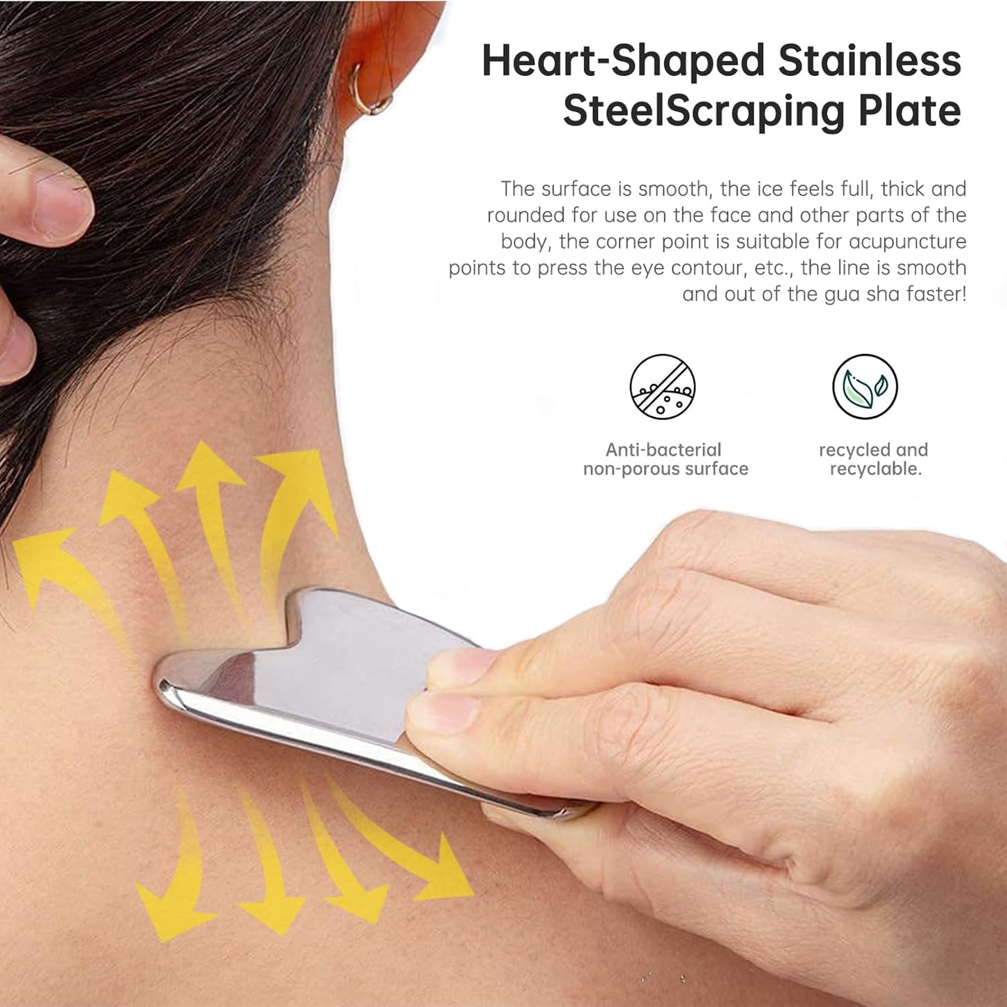 Stainless Steel Gua Sha - Metal Gua Sha, Gua Sha Facial Tools Stainless Steel, Face Body Treatment, Reduce Puffiness, Lymphatic Drainage, Facial Tension