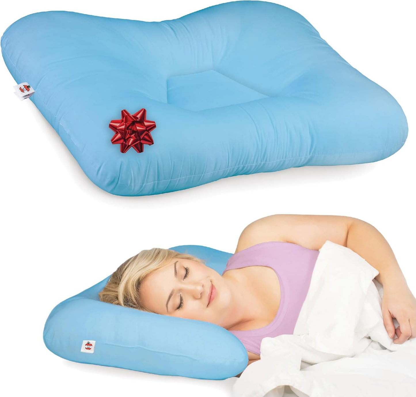 Core Products Tri-Core Cervical Support Pillow – Firm Orthopedic Neck Pillow for Pain Relief, Great Gift for Back and Side Sleepers – Ergonomic Contour Pillow – Assembled in USA, Midsize, Blue