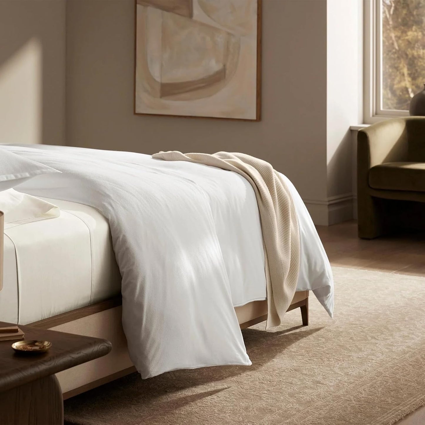 BOLL & BRANCH Flannel Duvet Set - King/Cal King, White - Luxury 100% Organic Cotton - 1 Duvet Cover, 2 Shams - Velvety Soft, Warm & Breathable Weave