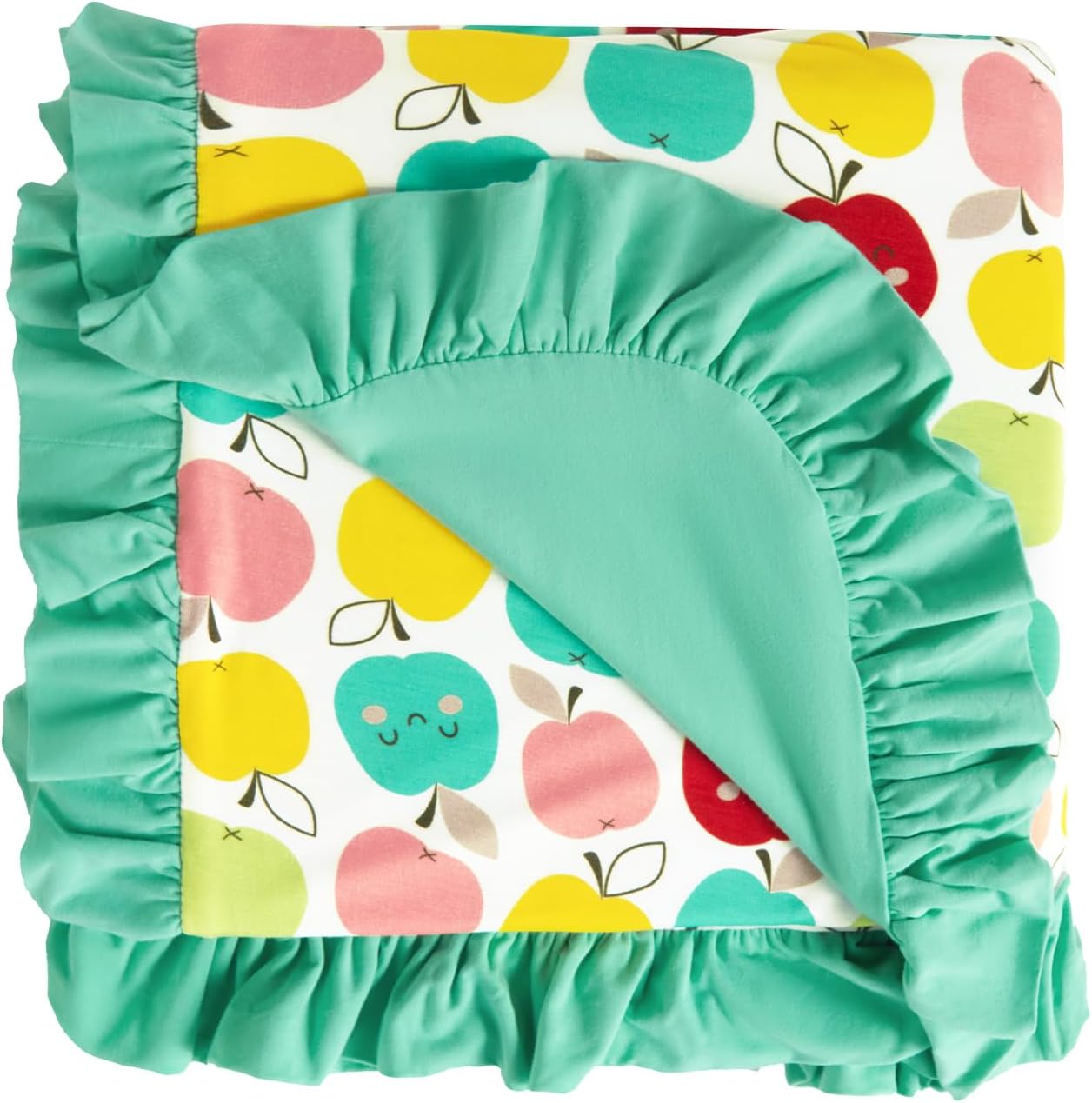 Premium Baby Blanket for Girls, Stretchy Quilt, Soft Crib Bedding for Newborn Baby and Toddler, Ruffle Nursery Blanket for Kids, Viscose Made from Bamboo, 50''x50'' Apple One Size
