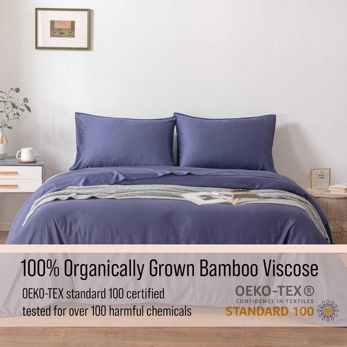 Bella Coterie Luxury Bamboo Viscose Queen Size Sheet Set | 100% Organically Grown | Ultra Soft | Cooling for Hot Sleepers | 18" Deep Pocket [Twilight Blue]
