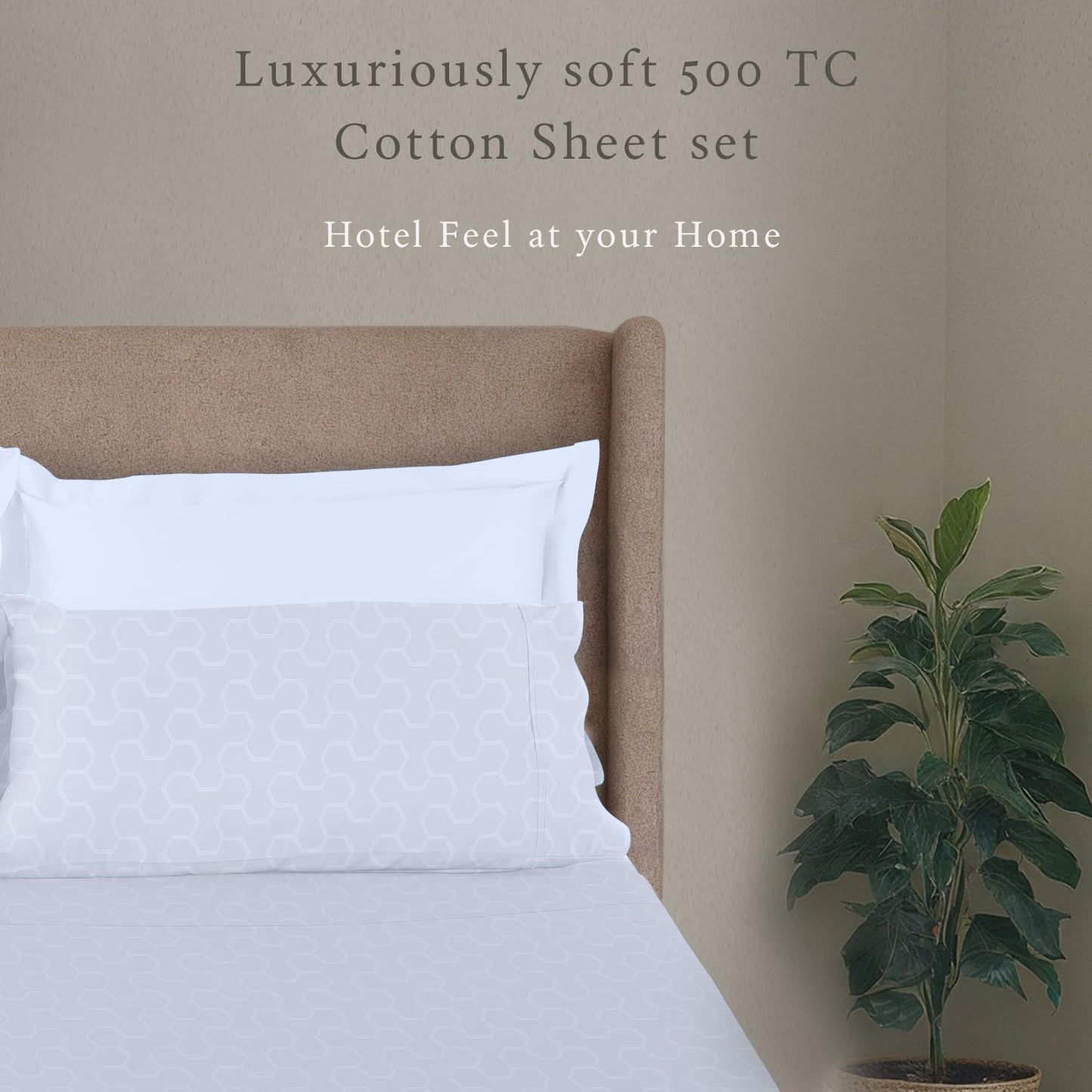 Threadmill 500 Thread Count Twin Size 3 Pc Luxury Cotton Bedding Set, Jacquard Floria Hotel White, Breathable Sheets with 15" Elasticized Deep Pocket, 1 Pillowcase & Free Tote Bag
