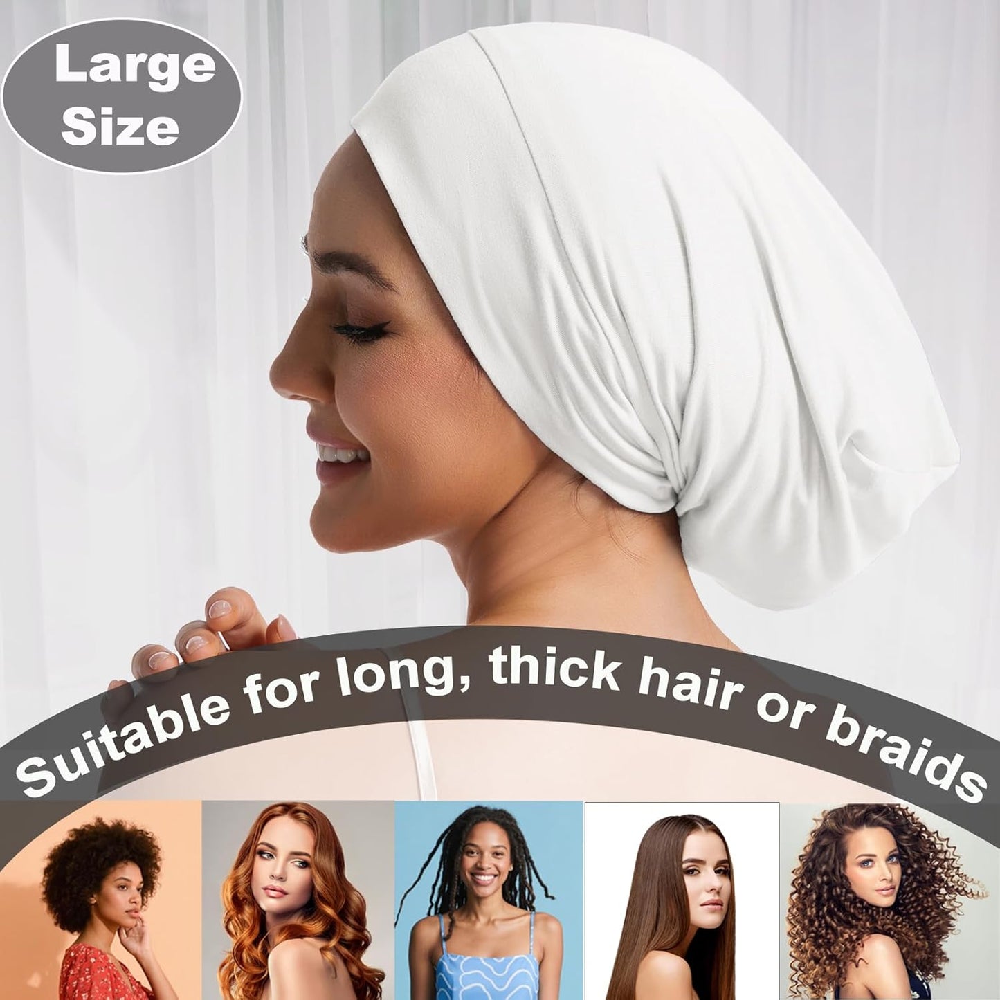 Sleep Cap Bonnet for Sleeping Black Women Men, Adjustable Cooling Lining Bonnets for Curly Hair Wrap Braids Beanie Night Hat