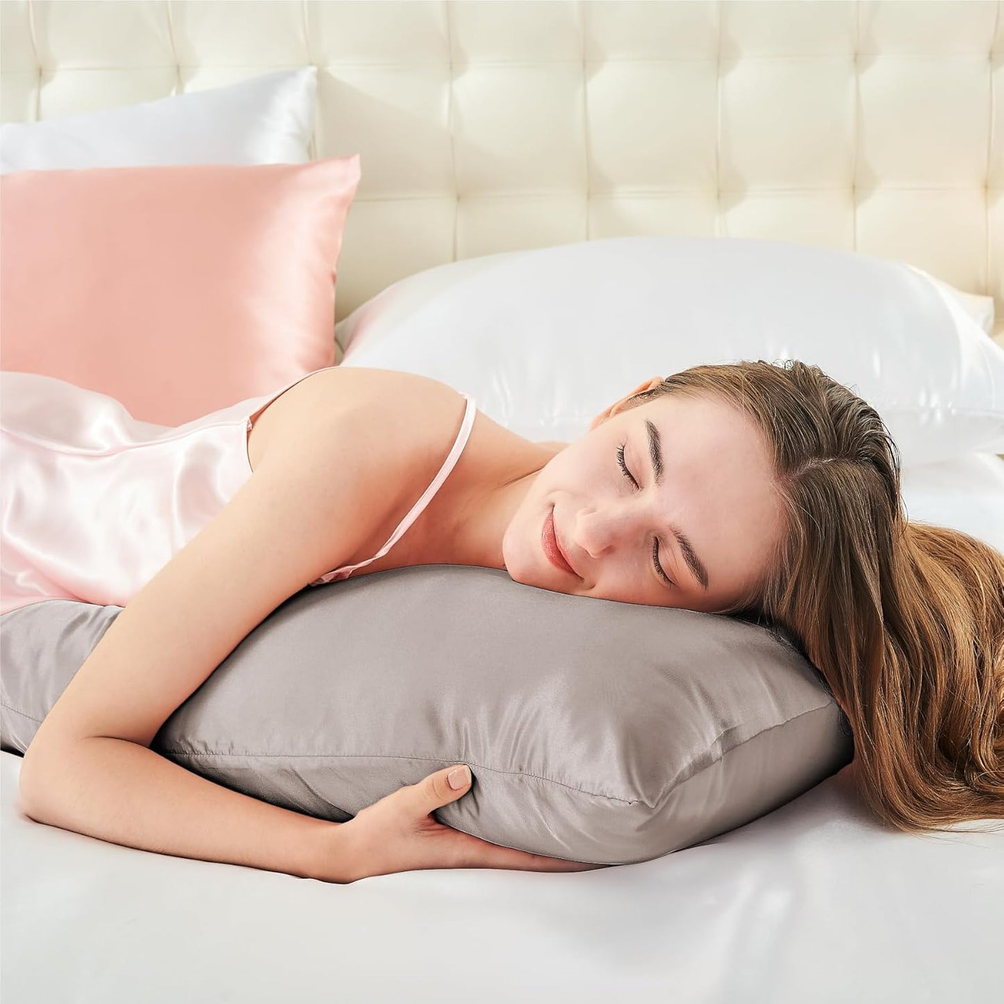 BEDELITE Satin Body Pillow Cover, Super Soft and Cooling Body Pillow Pillowcase for Hair and Skin, Breathable Silky Full Long Pillowcase Cover(20"x54", Rose Taupe)