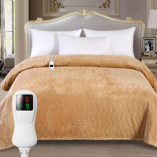 Electric Heated Blanket Full Size, Super Soft Cozy Upgraded Flannel Heating Blanket with 9 Heating Levels & 1-9 Hours Auto Off, Fast Heating & Overheat Protection, 72" x 84", Brown