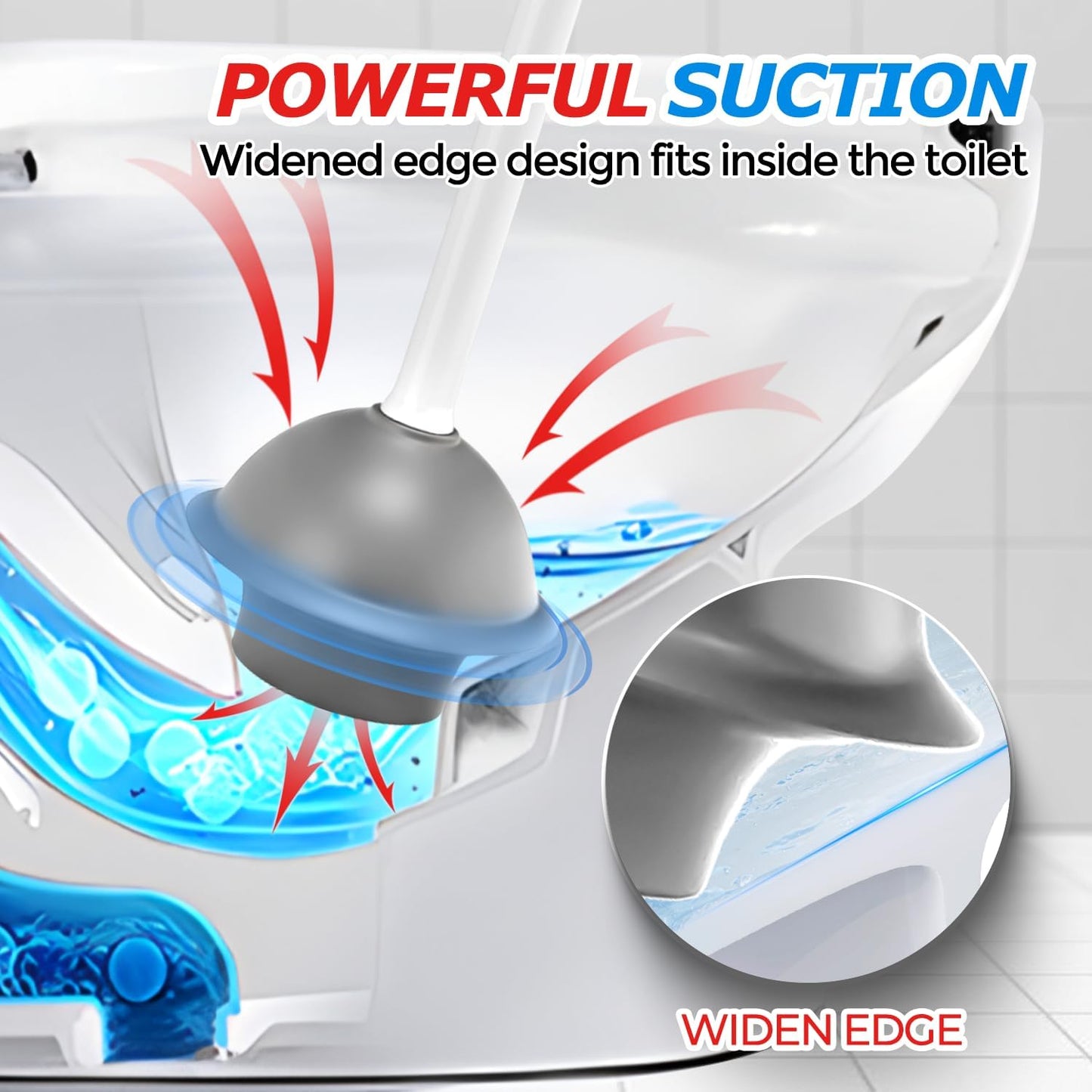 2Pack Toilet Plunger with Holder，Plungers for Bathroom with Holder, Toilet Plunger with Cover，Bathroom Plunger，Bathroom Decor，Toilet Bowl Cleaners,Bathroom Accessories，White(19inch)