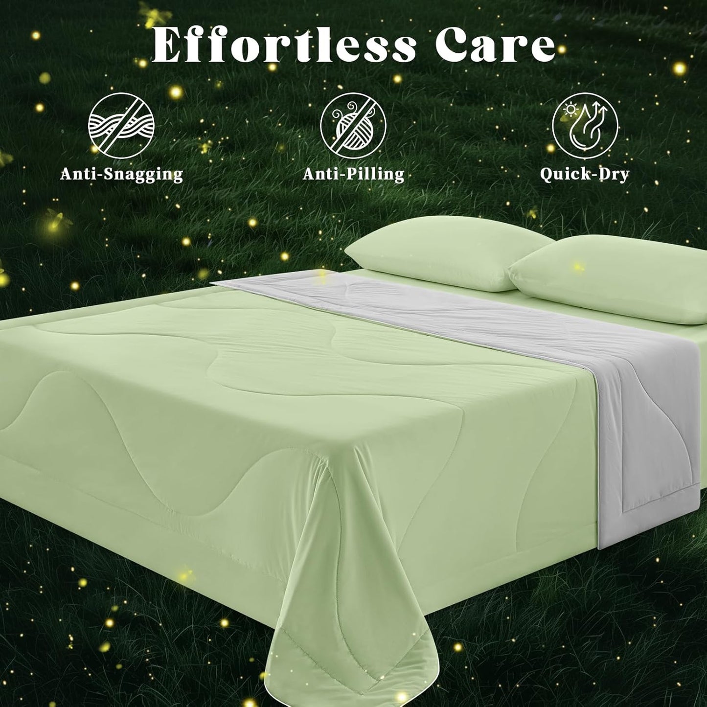 Cooling Comforter King Size, Double-Sided Cooling Blanket for Hot Sleepers & Night Sweats, Arc-Chill Q-Max > 0.4 Breathable Ice Blanket, Lightweight Cold Comforter (108''x90'', Light Green)