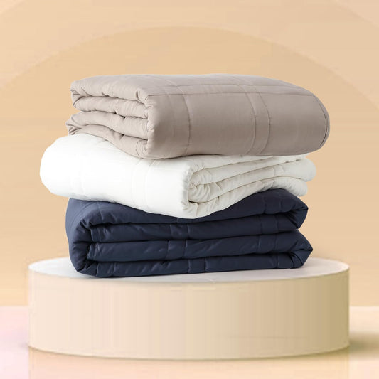 Baloo Weighted Blanket for Adults 15 lb (Navy Blue, 60"x80") | Cool & 100% Cotton | Machine Washable & Dryer Safe | Glass Microbead Fill