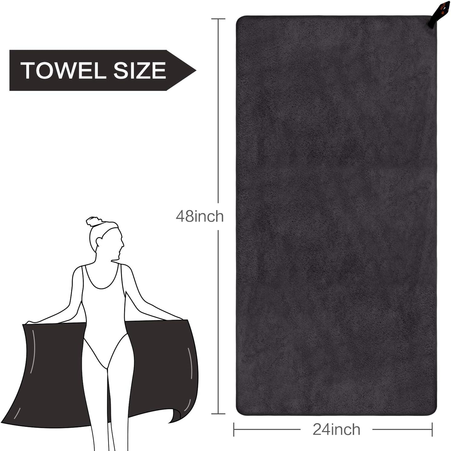 SUNLAND Microfiber Gym Bath Towel Ultra Soft Travel Camping Towel Super Absorbent Swimming Sport Towels for Adults and Children