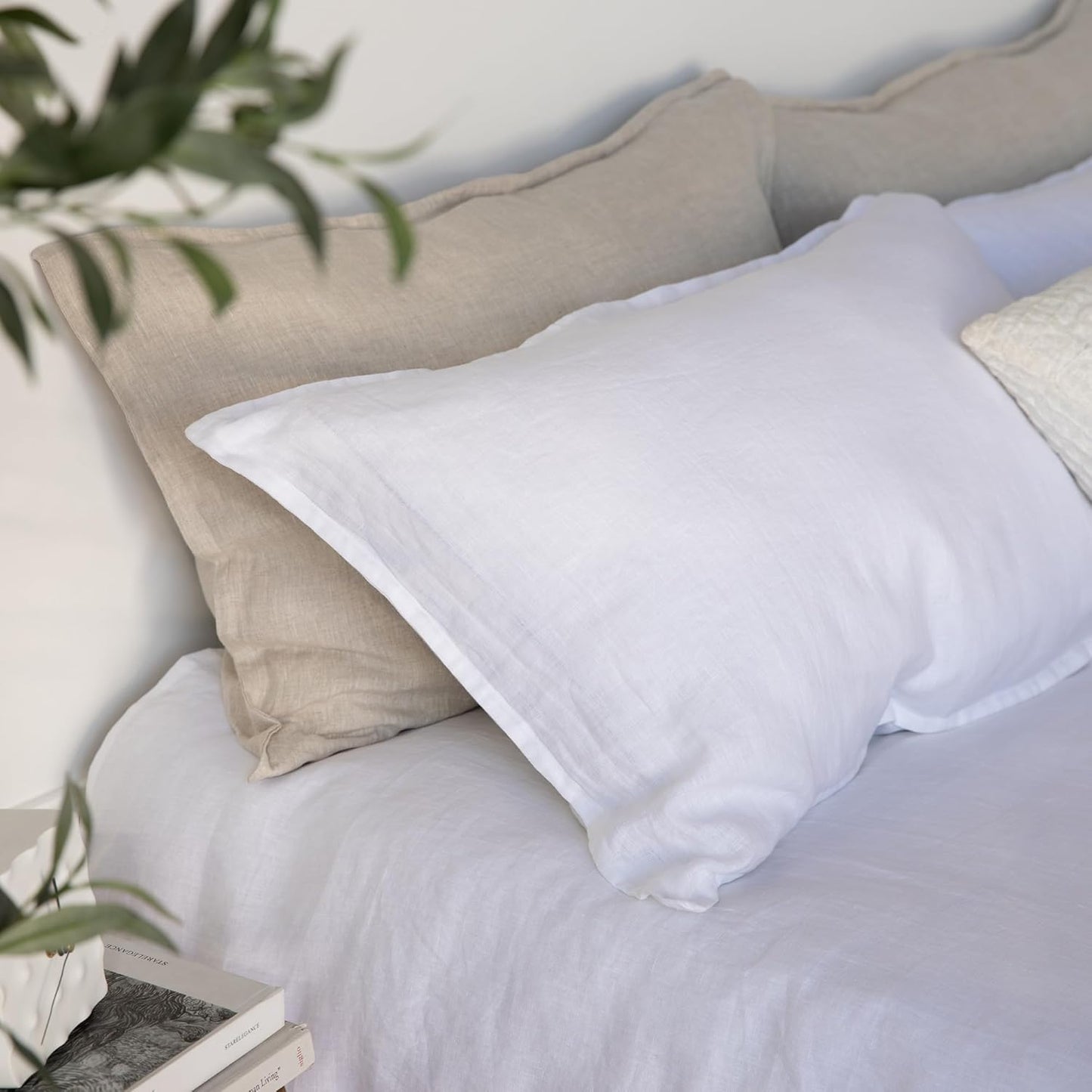 XZ XIFA White Linen Duvet Cover Full, 100% Washed French Flax Linen Bedding Set with Zipper Closure, Cooling & Textured Bed Sets for Hot Sleepers(1 Duvet Cover, 2 Pillowcases)