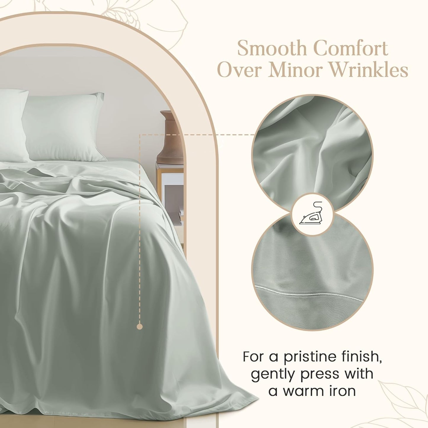 Deep Pocket Queen Sheets Set, Egyptian Cotton Sheets Queen Size Bed Set with Elasticated Fitted Sheet & Pillowcase Sets, Soft & Comfy 800 TC Sateen, No Pill & Shrink Luxury Bedding, Sage Green Sheet