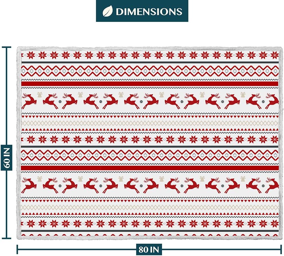 PAVILIA Premium Christmas Sherpa Throw Blanket | Christmas Decoration Gift, Fleece, Plush, Warm, Cozy Reversible Microfiber Holiday Blanket | White Reindeer - 60x80 Twin
