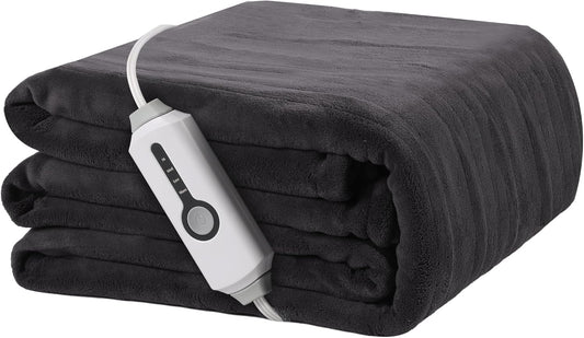 Electric Heated Blanket 72"x84" Full Size, Soft Coral Fleece with 4 Heating Levels and 10 Hours Auto-Off, Machine Washable, Cozy Plush Fabric for Home, Dark Gray
