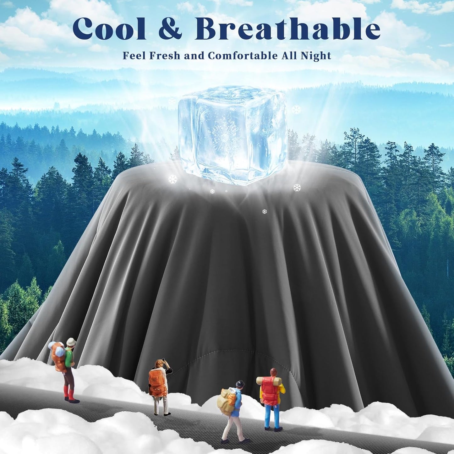 Cooling Comforter Queen Size, Double-Sided Cooling Blanket for Hot Sleepers & Night Sweats, Arc-Chill Q-Max > 0.4 Breathable Ice Blanket, Lightweight Cold Comforter (80''x90'', Dark Grey)