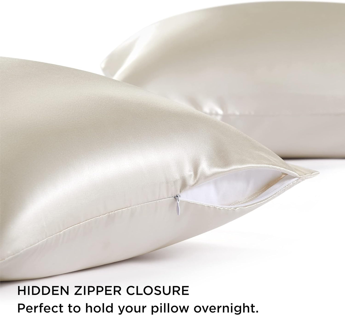 Bedsure Satin Pillowcase with Zipper, Similar to Silk Pillow Cases 2 Pack, Silky & Soft Satin Pillow Cases Standard Size for Hair and Skin, Stone Blue Pillow Covers, Gifts for Women Men, 20x26 Inches
