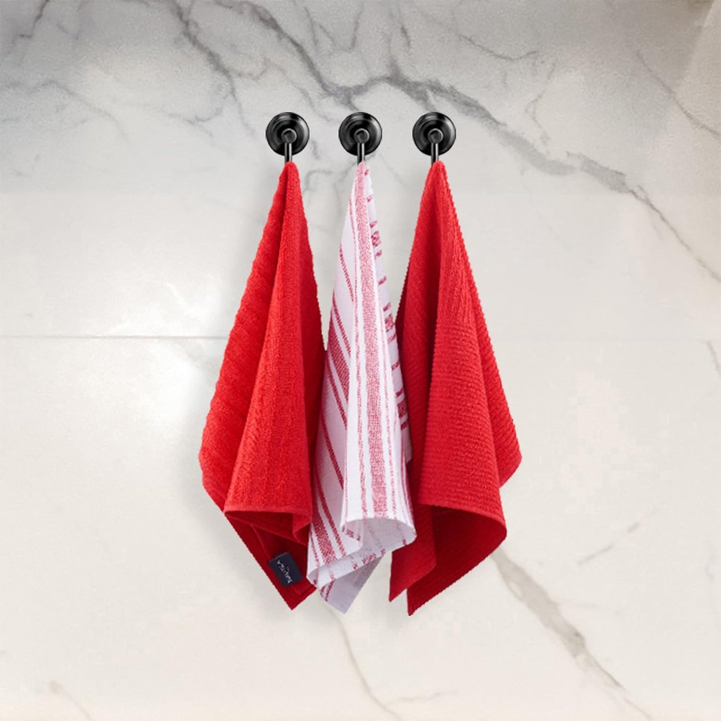 Nautica 100% Cotton Kitchen Towels Set of 3 | 18" X 28" Super Absorbent Reusable Cleaning Cloths, Tea Towels, Hand Towels for Drying Dishes | Red/Red Stripe Dish Towels for Kitchen Shops & Bars