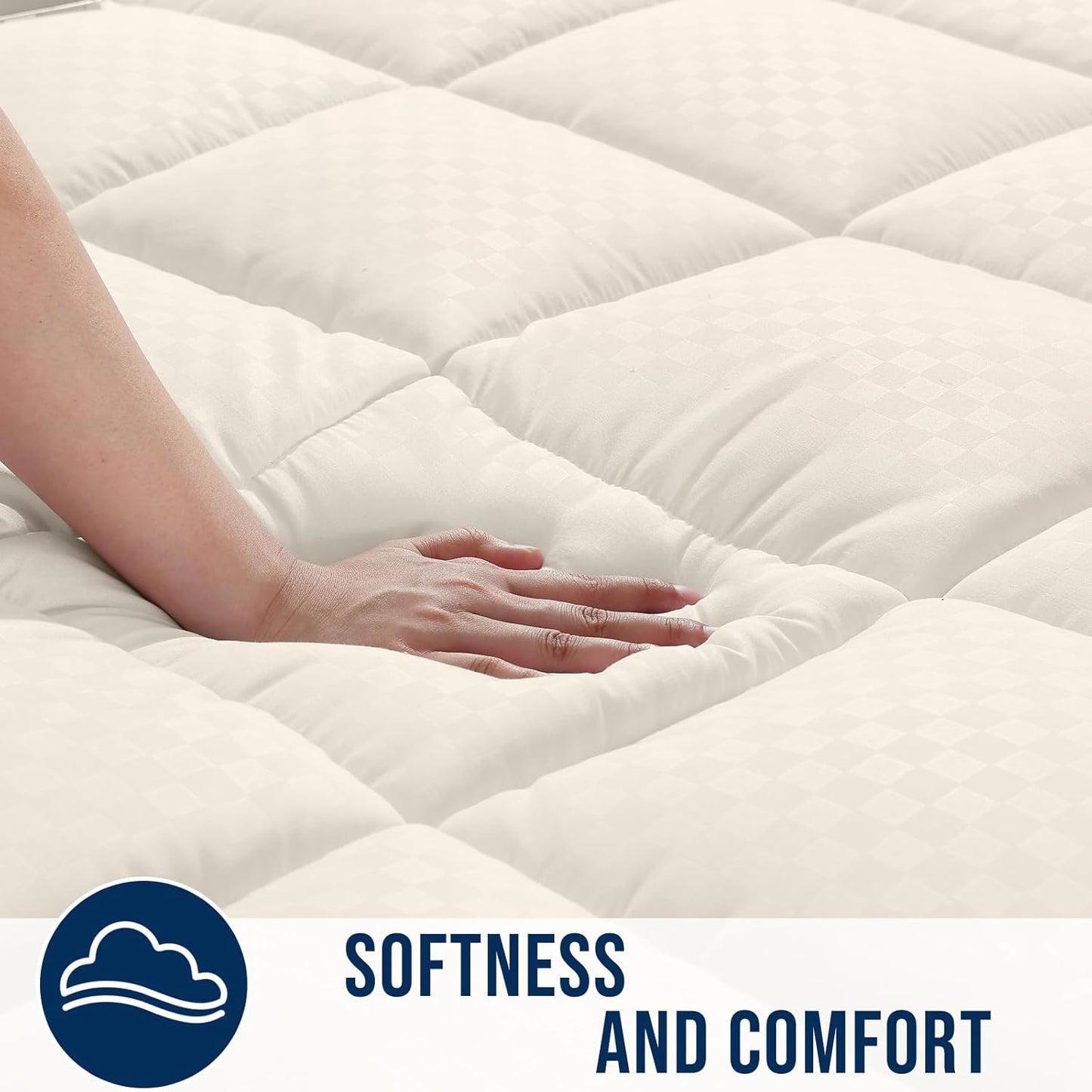 OLANLY King Quilted Fitted Mattress Pad – Soft Pillow Top Mattress Topper, Down Alternative Fill, Cooling Comfort Breathable Mattress Cover, Machine Washable Deep Pocket Mattress Protector, Ivory