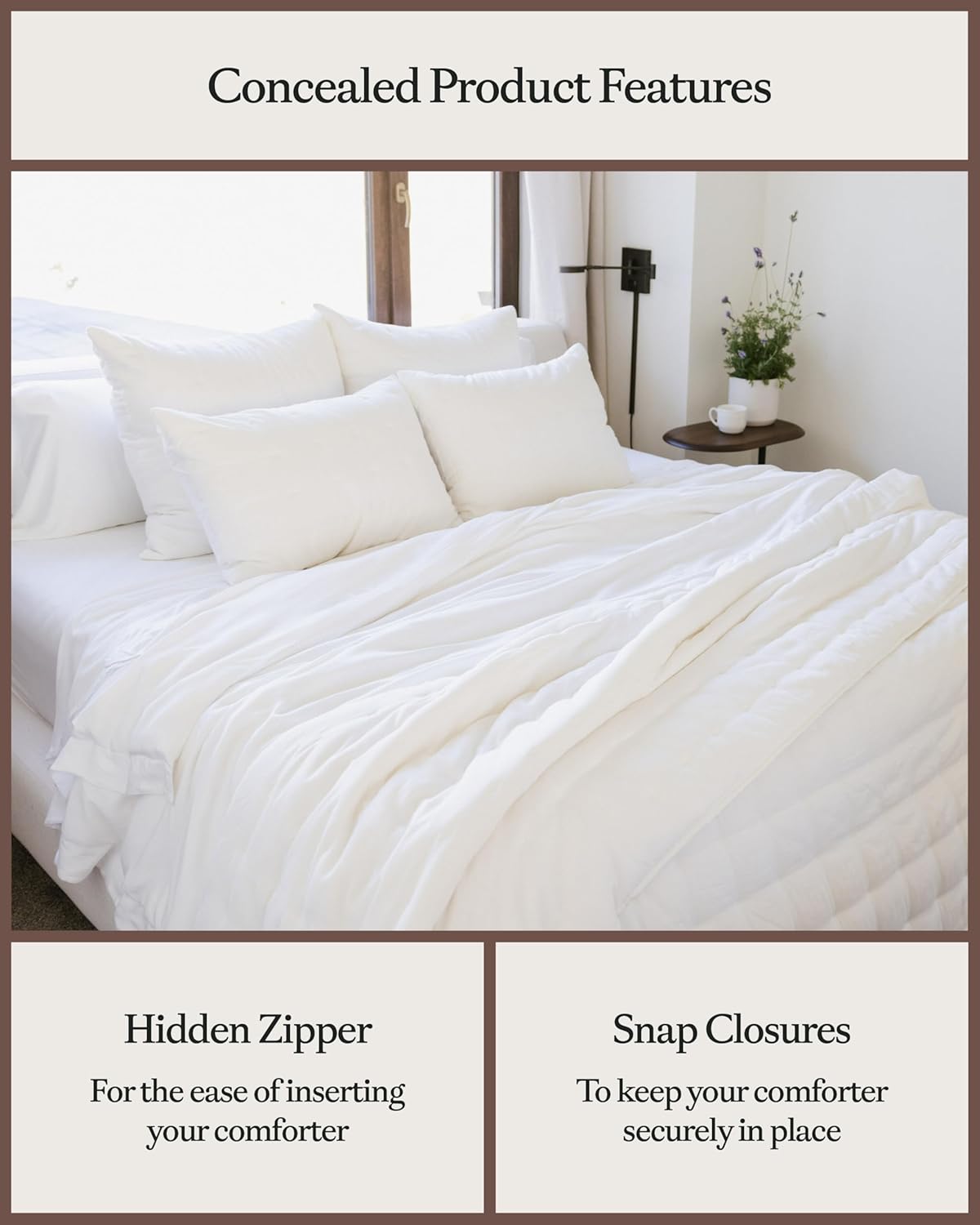 Cozy Earth Luxury Duvet Cover Queen - 100% Viscose from Bamboo - Ultra-Soft, Cooling & Lightweight Duvet Cover - Temperature-Regulating Bedding with Concealed Zip & Interior Snap Closures - White