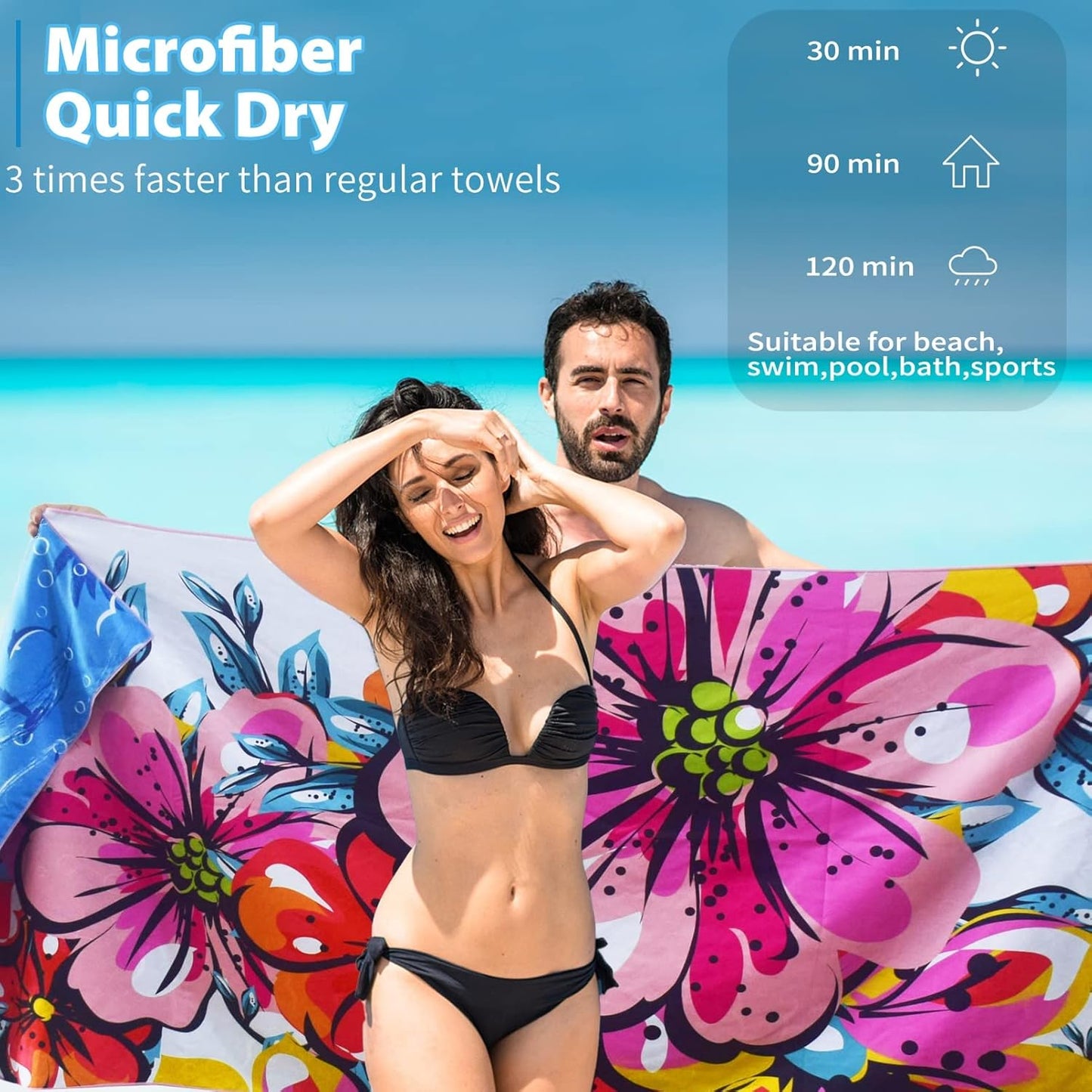 Microfiber Thin Beach Towel Lightweight 71x32 inch Oversized Extra Large Sand Free Towels Fast Dry for Travel Pool Camping Sports Beach Accessories Vacation Essential Gift