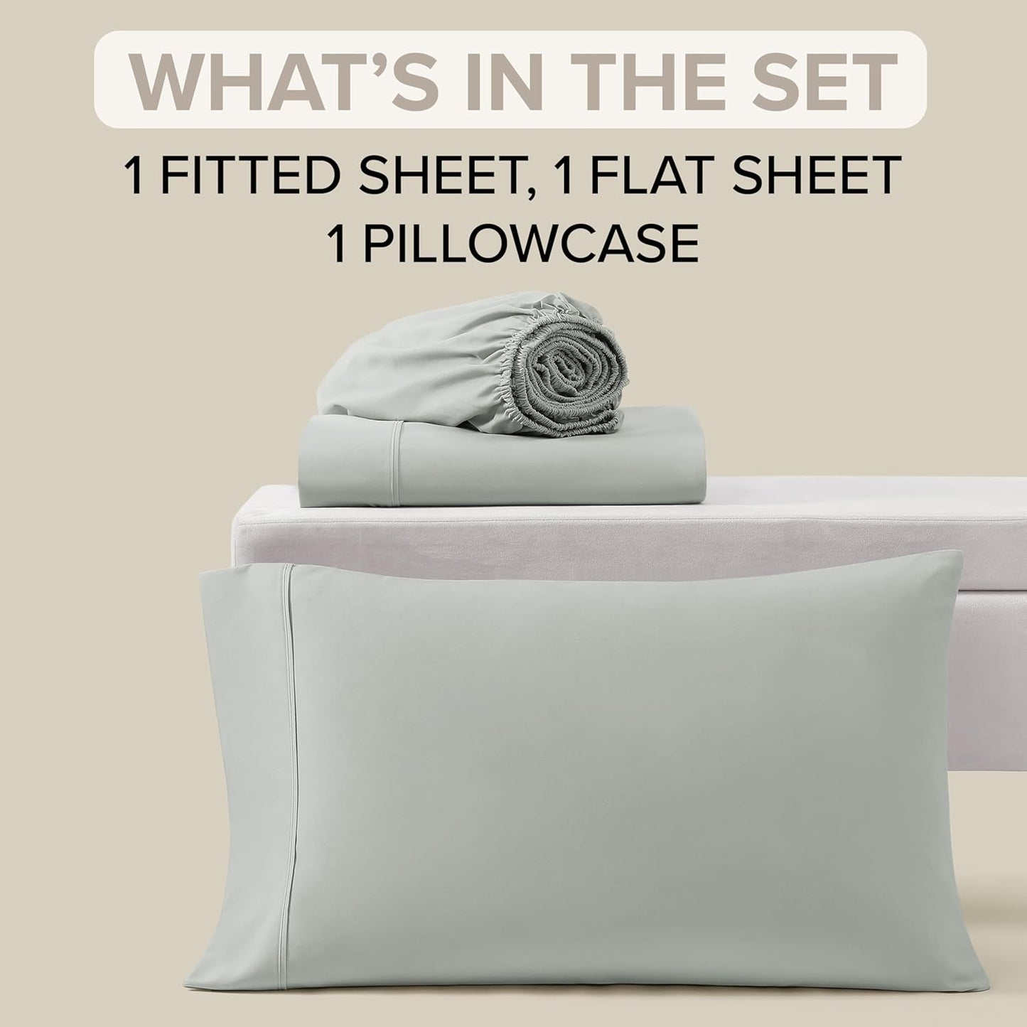 UGG Twin XL Sheet Set 3-Piece Luxury Cooling Sheets Deep Pockets Premium Bedding with 1 Pillow Sham Machine Washable, for Dorm Essentials & College Bedding, Twin XL, Mineral Green (Hedi)
