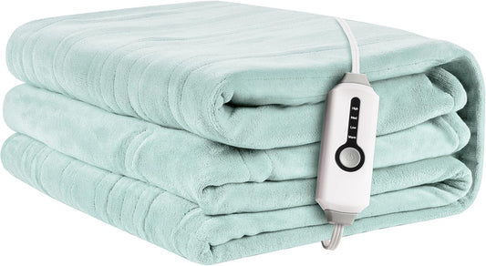 Electric Heated Blanket 72"x84" Full Size, Soft Coral Fleece with 4 Heating Levels and 10 Hours Auto-Off, Machine Washable, Cozy Plush Fabric for Home, Mint Green