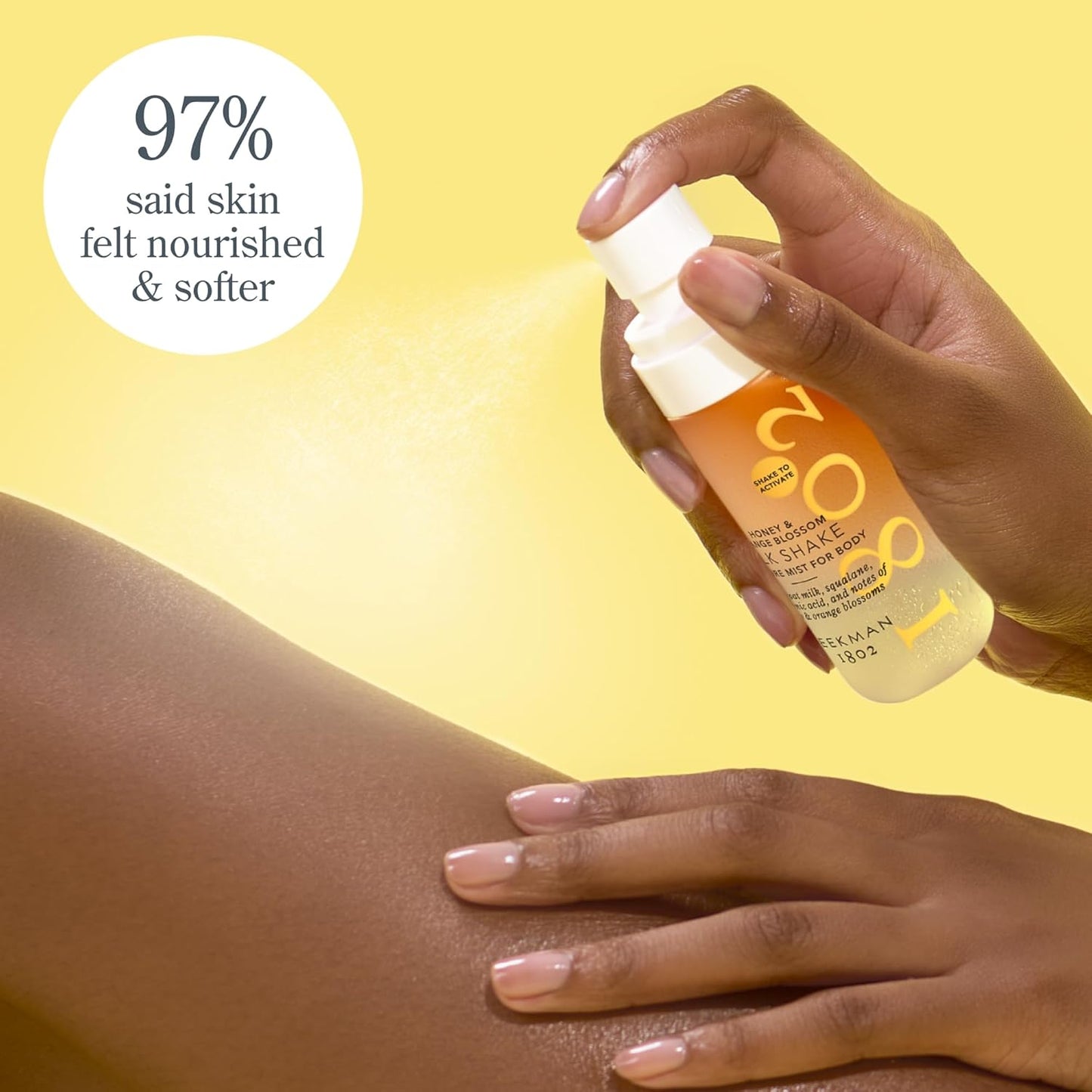 Beekman 1802 Milk Shake Body Mist - Honey & Orange Blossom 4.7 fl oz - Hyaluronic Acid, Jojoba Oil, Instantly Moisturizes, Hydrates & Softens, Good for Sensitive Skin, Cruelty Free