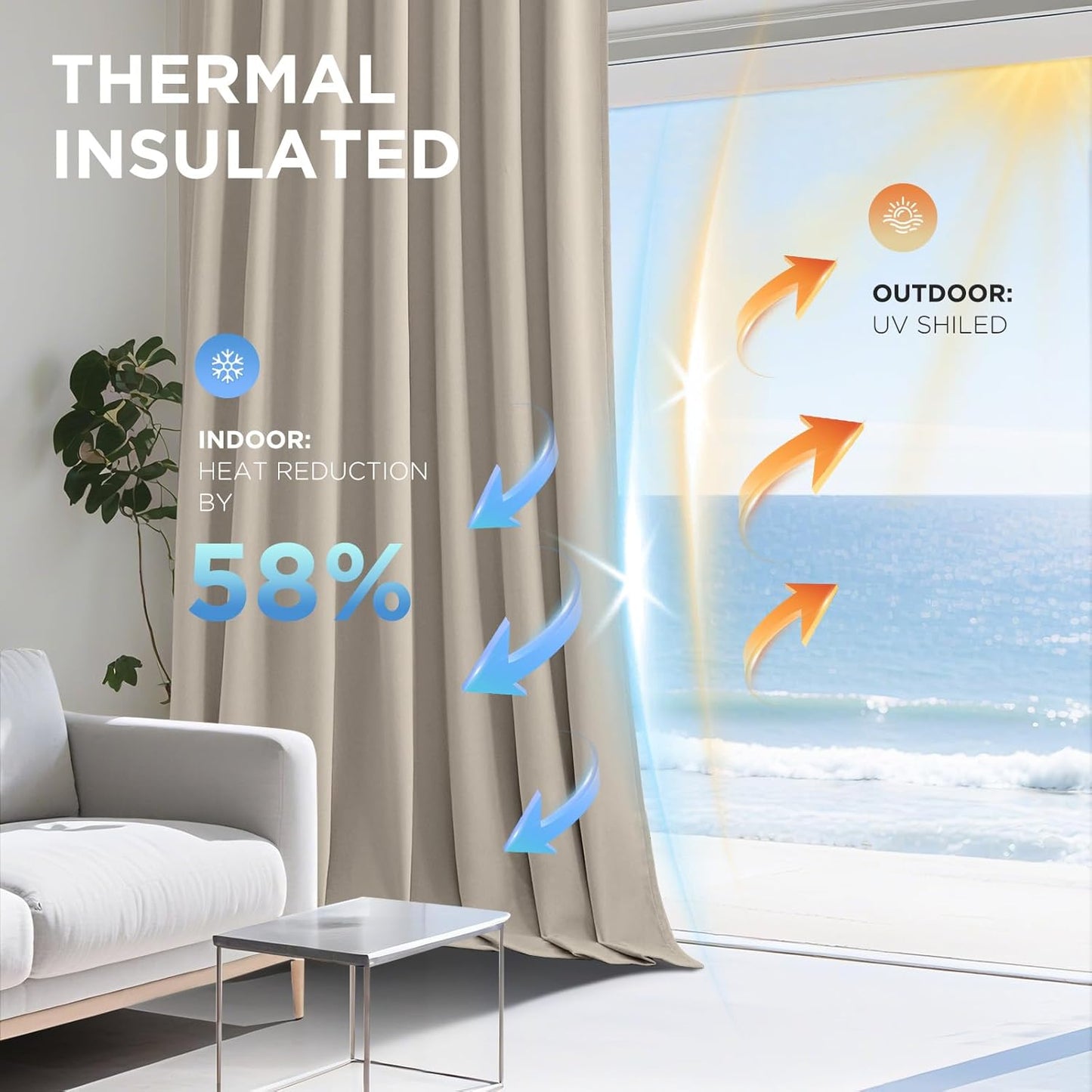 Joydeco Light Beige 100% Blackout Curtains 108 Inch 2 Panels, Luxury Thermal Light Beige Velvet Curtains for Bedroom Living Room, Soundproof Blackout Window Drapes, Rod Pocket & Back Tab (52W x 108L)