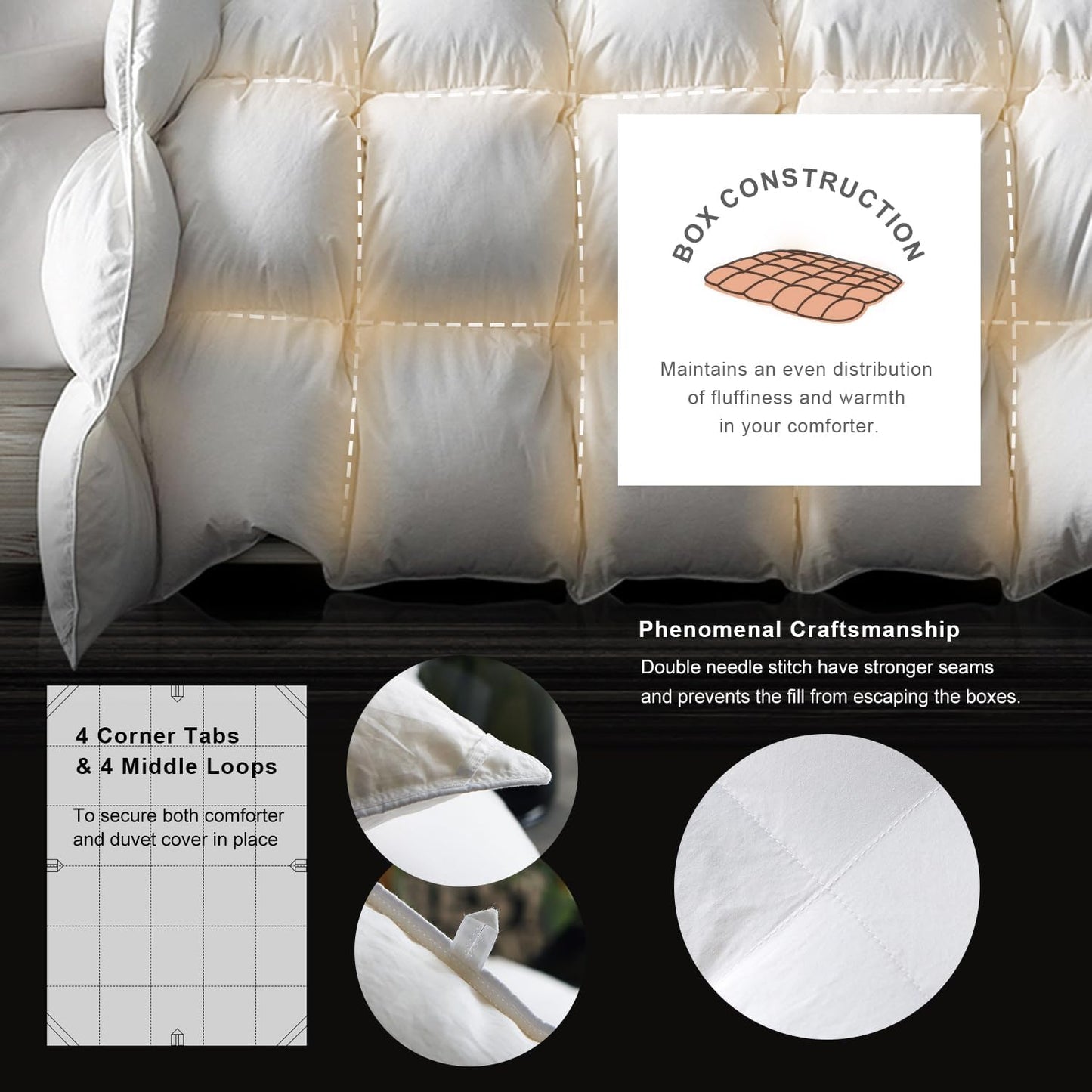 Royoliving Premium Feathers Down Duvet Insert Comforter Twin Size All Season Medium Warmth White 100% Cotton Cover with Corner Tabs (68x90, 35 oz)