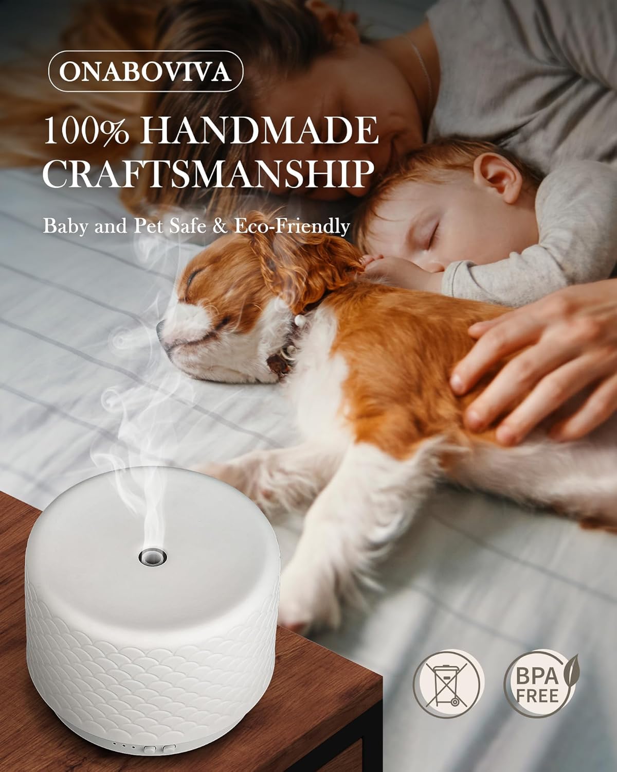 Ceramic Essential Oil Diffuser 280ml- Aromatherapy Diffuser with Ultrasonic Cool Mist Humidifier, Timer, Auto Shut-Off, Large Room Aroma Diffuser for Home, Bedroom, Office, Yoga