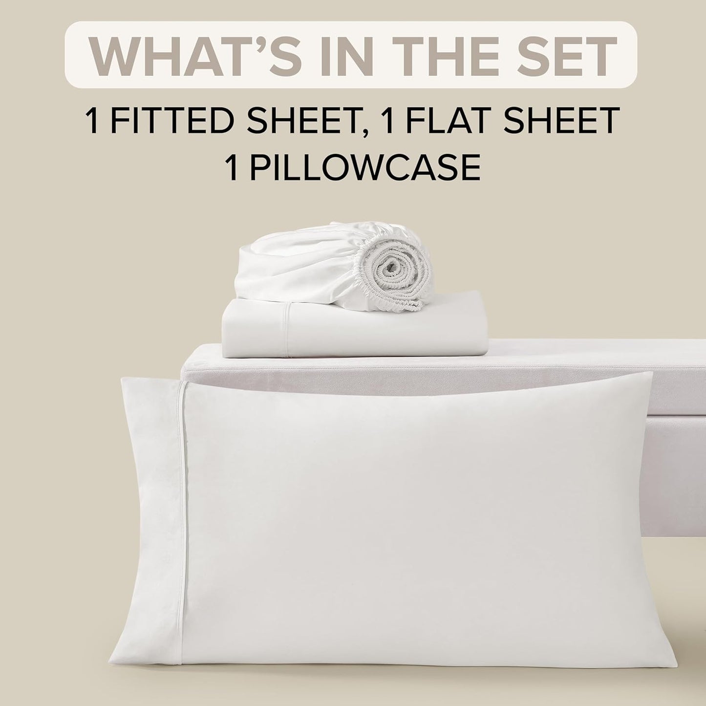 UGG Twin Sheet Set, 3-Piece Luxury Cooling Twin Sheets Set, Deep Pockets, Premium Bedding with 1 Pillow Sham, Machine Washable, for Dorm Essentials & College Bedding, White (Hedi)