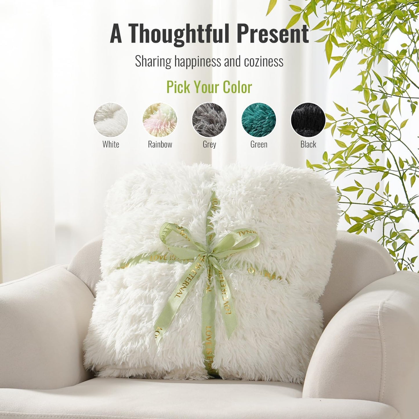 Uttermara Faux Fur Weighted Blanket 20lbs, Super Soft Plush Fleece and Cozy Sherpa Reverse, Shaggy Long Fur Throw Blankets 60"x80" Cream