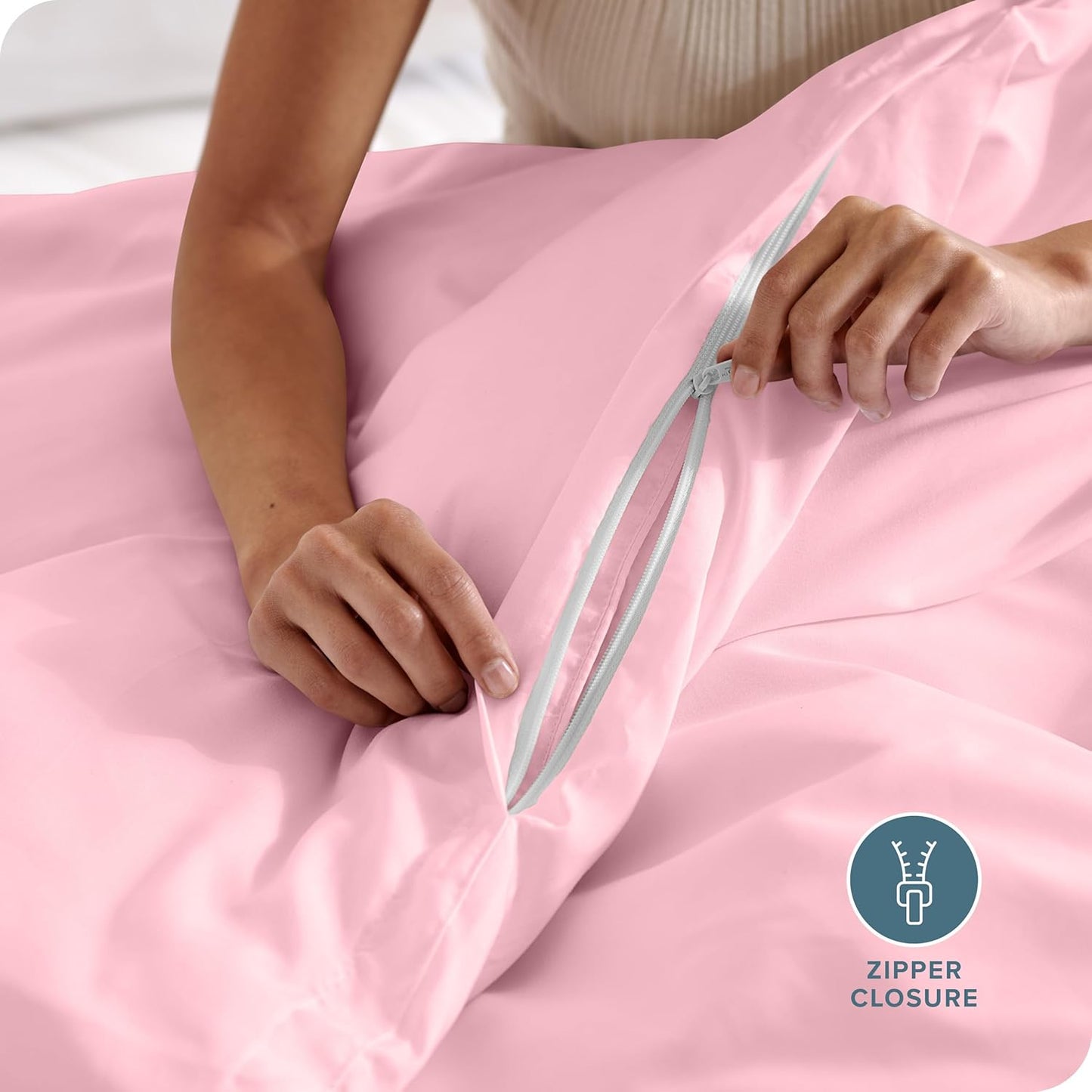 Bare Home Bedding Duvet Cover Extra Long Size - Premium 1800 Super Soft Collection - Lightweight, Cooling - Soft Breathable Bedding Duvet Cover (Twin/Twin XL, Light Pink)