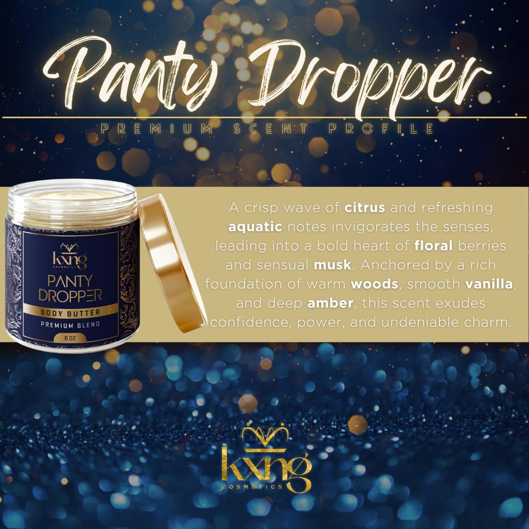 KXNG Cosmetics, Body Butter, Organic Skin Care for Men and Women, Body Moisturizer Lotions and Creams, Raw Shea Butter, Cocoa Butter, Mango, Coconut Oil, Hand, Foot, All Skin Types (Panty Dropper XL)
